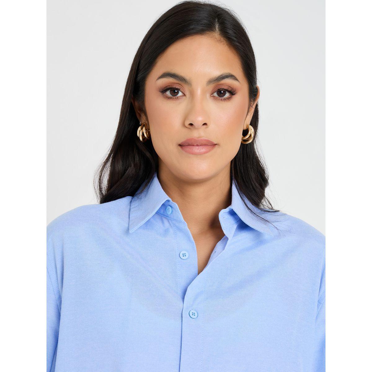 Styli Solid Regular Fit Longline Shirt-women-clothing-shirtsandblouses-shirts-image-5