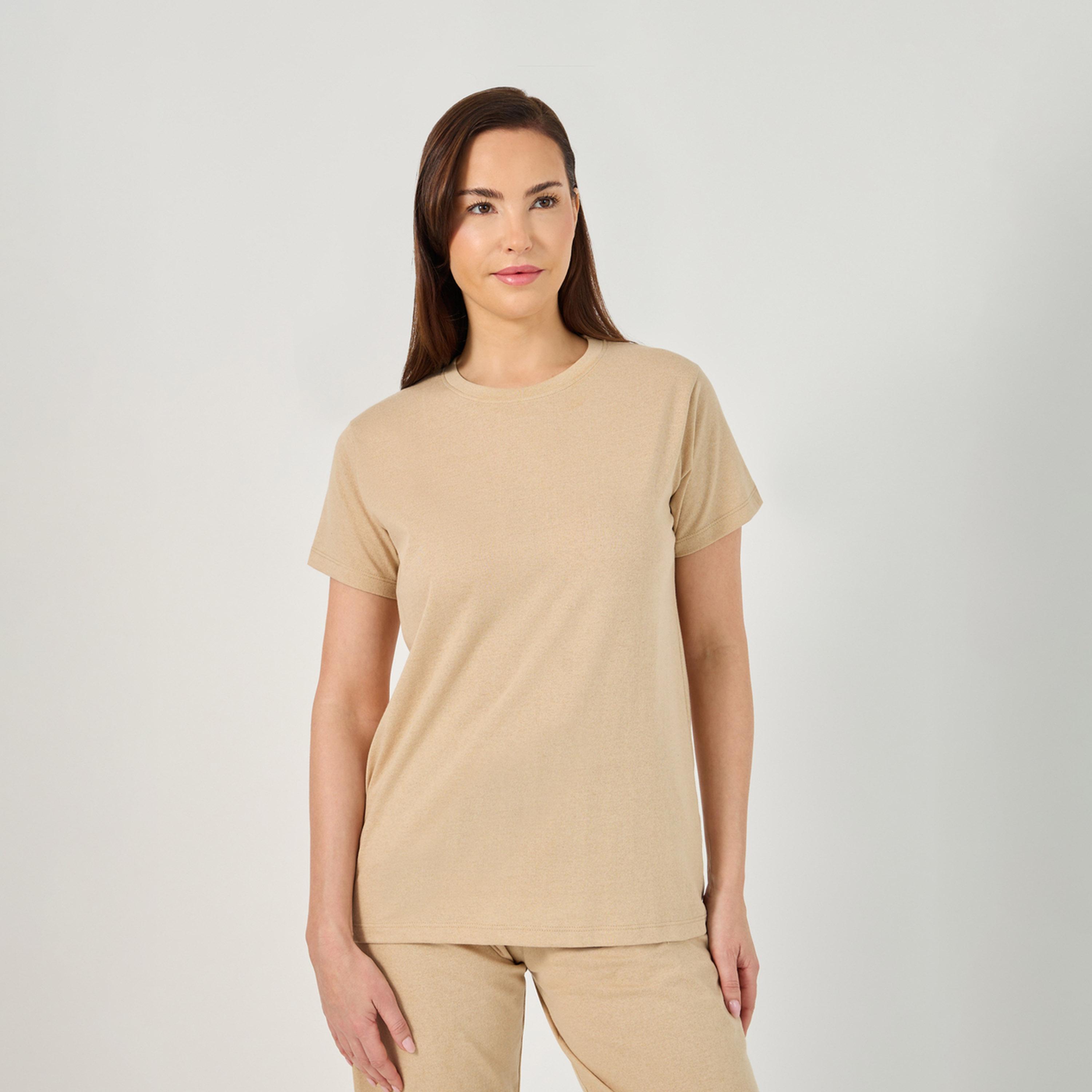 Styli Unwind Solid Round Neck T-Shirt And Pyjama Set-women-clothing-nightwear-pyjamas-longsets-image-2