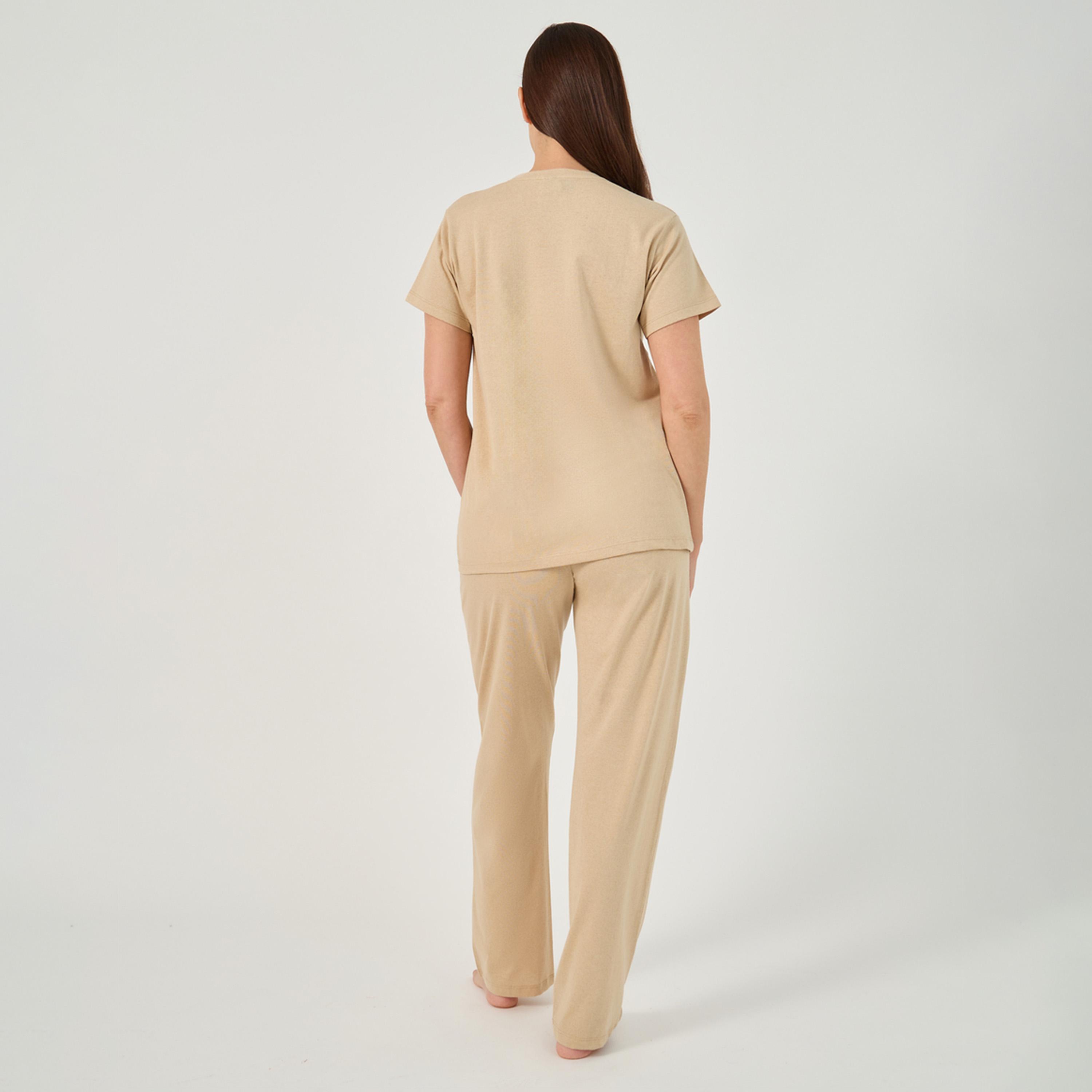Styli Unwind Solid Round Neck T-Shirt And Pyjama Set-women-clothing-nightwear-pyjamas-longsets-image-5