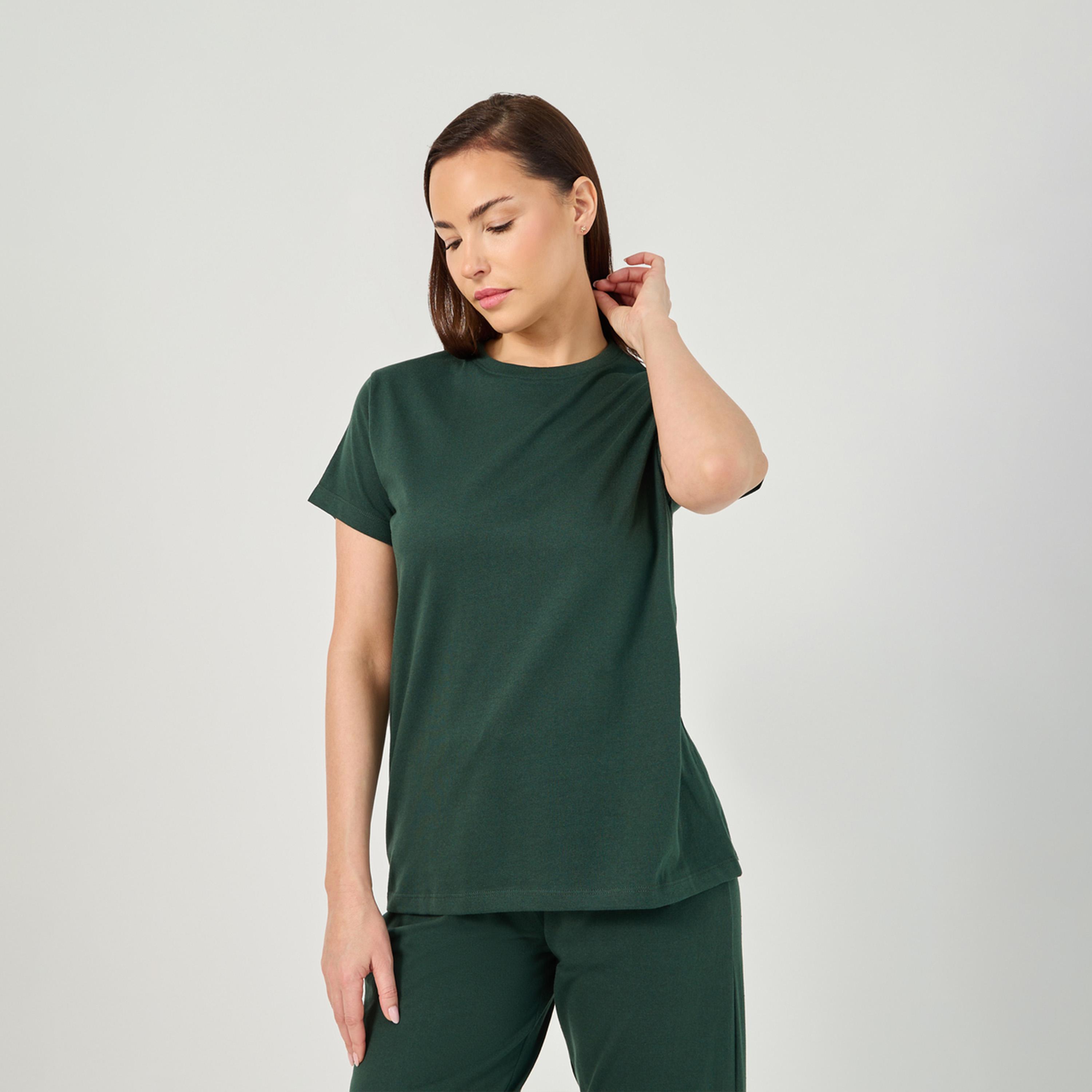 Styli Unwind Solid Round Neck T-Shirt And Pyjama Set-women-clothing-nightwear-pyjamas-longsets-image-3