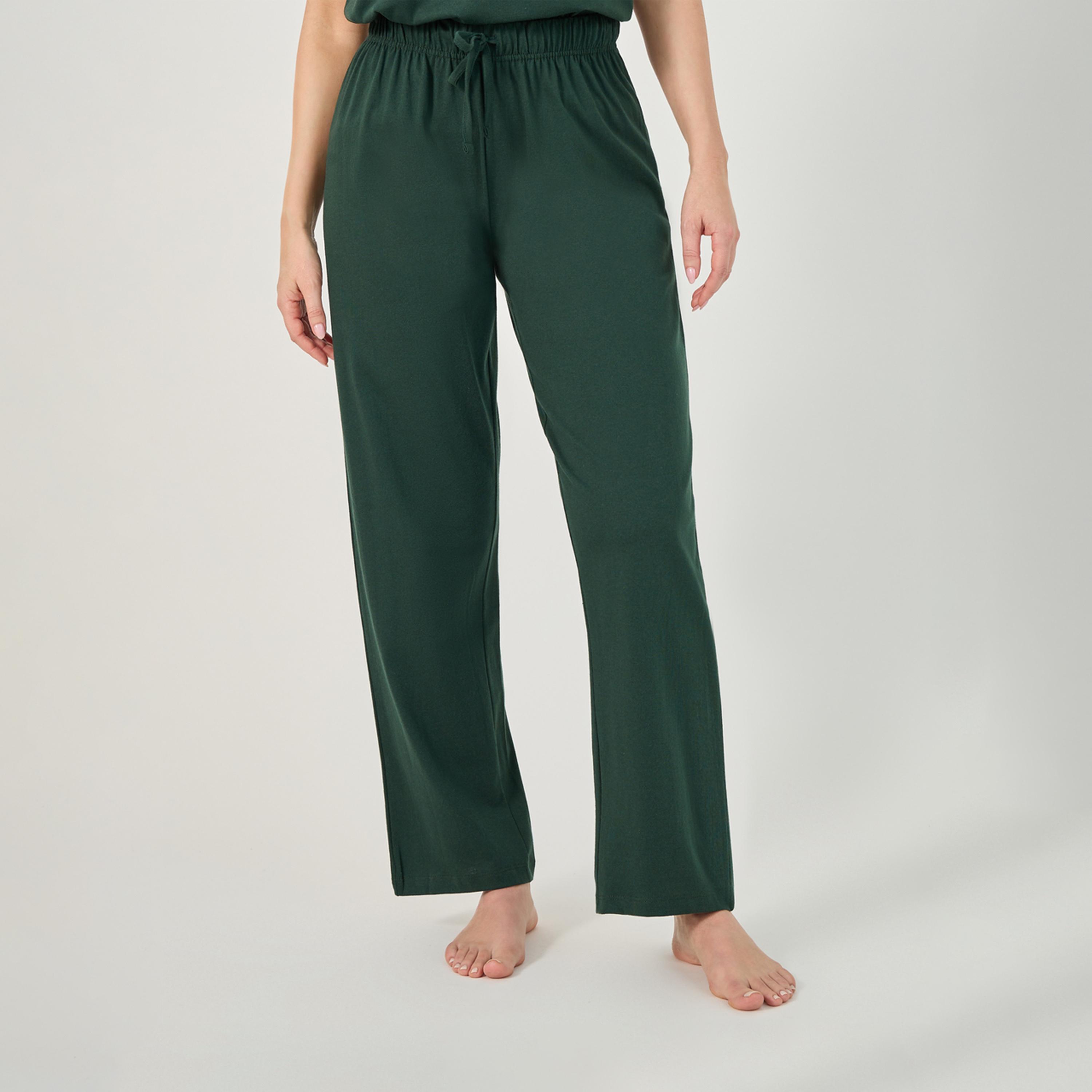 Styli Unwind Solid Round Neck T-Shirt And Pyjama Set-women-clothing-nightwear-pyjamas-longsets-image-5