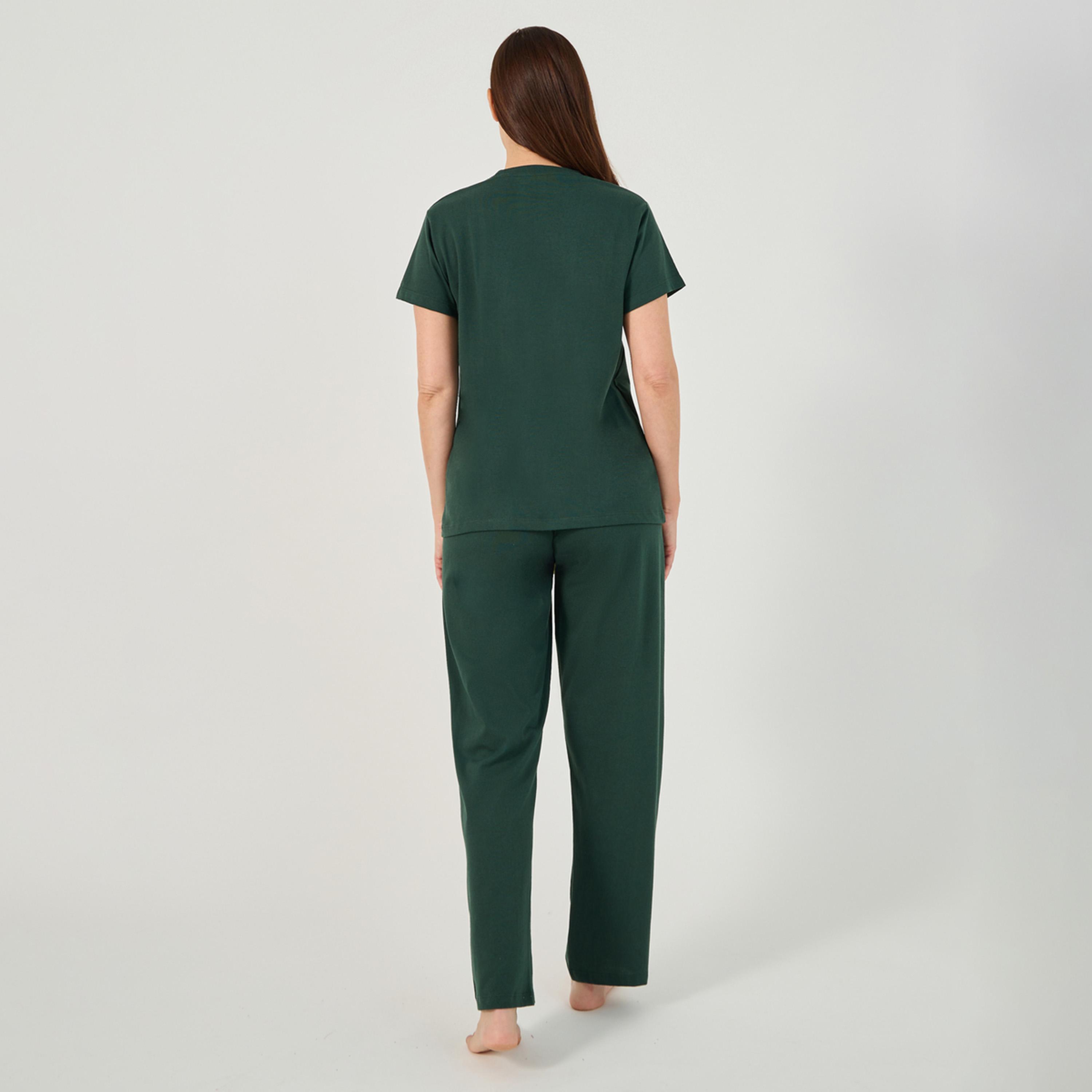Styli Unwind Solid Round Neck T-Shirt And Pyjama Set-women-clothing-nightwear-pyjamas-longsets-image-6