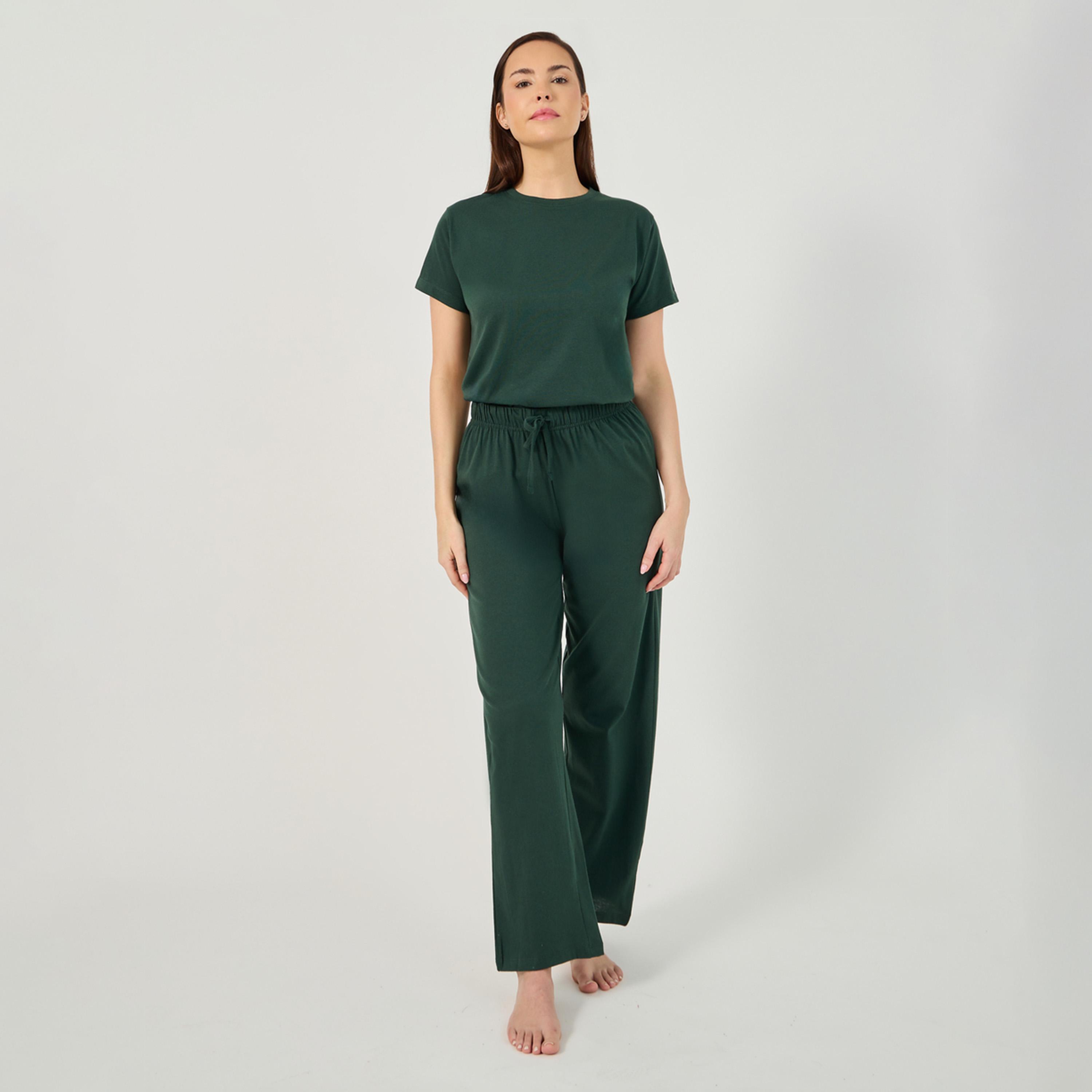 Styli Unwind Solid Round Neck T-Shirt And Pyjama Set-women-clothing-nightwear-pyjamas-longsets-image-7