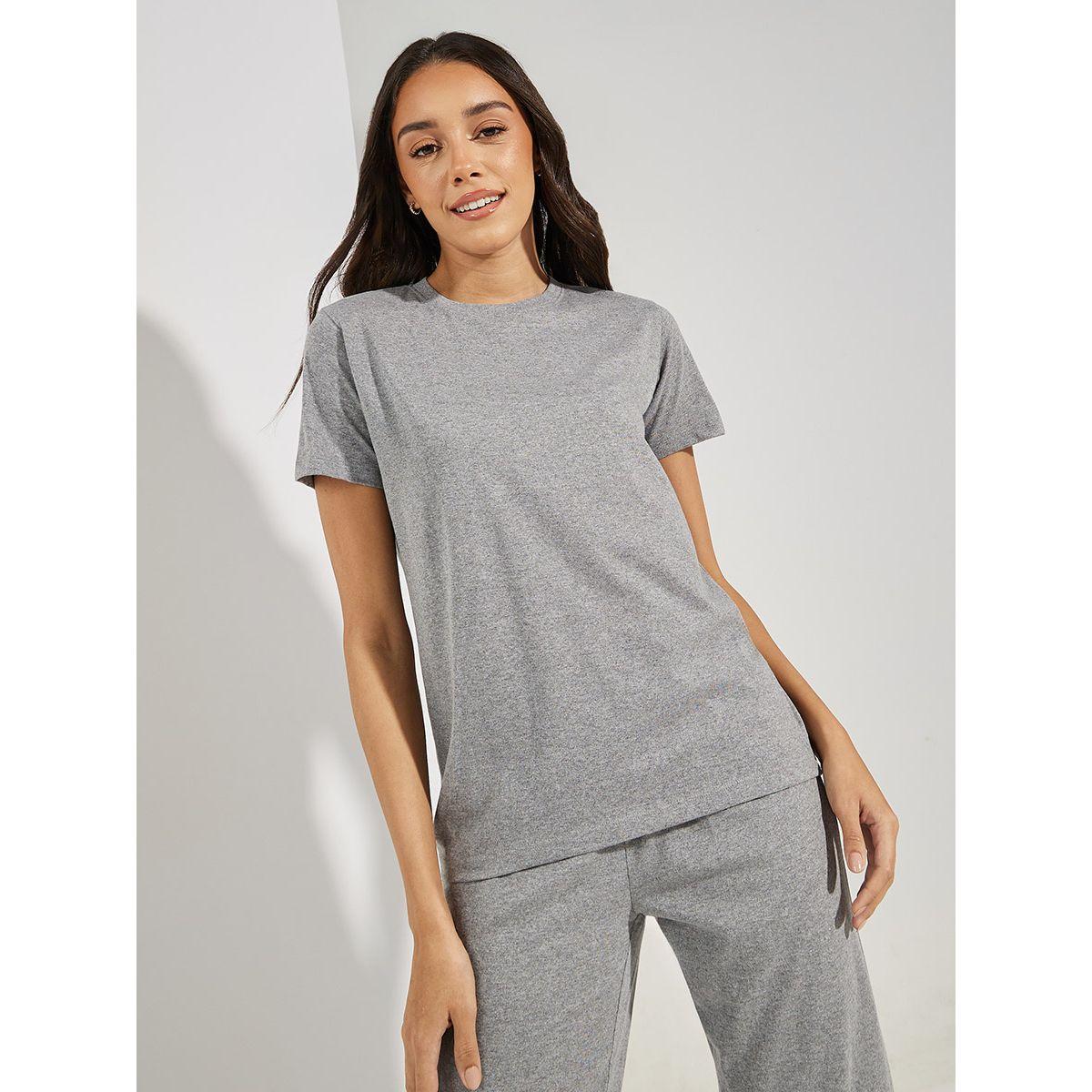 Styli Unwind Solid Cotton T-Shirt & Straight Pyjama Set-women-clothing-nightwear-pyjamas-longsets-image-3