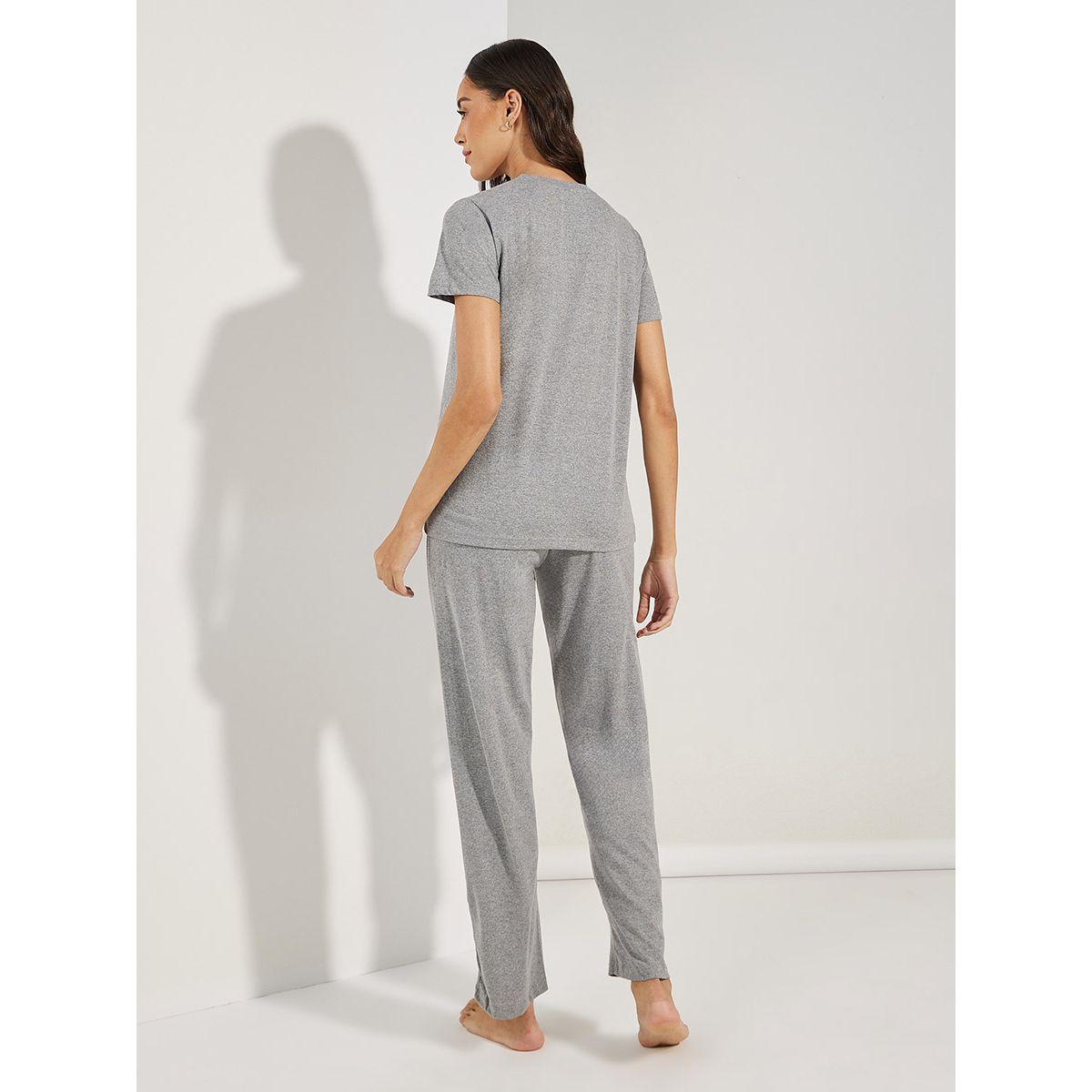 Styli Unwind Solid Cotton T-Shirt & Straight Pyjama Set-women-clothing-nightwear-pyjamas-longsets-image-6