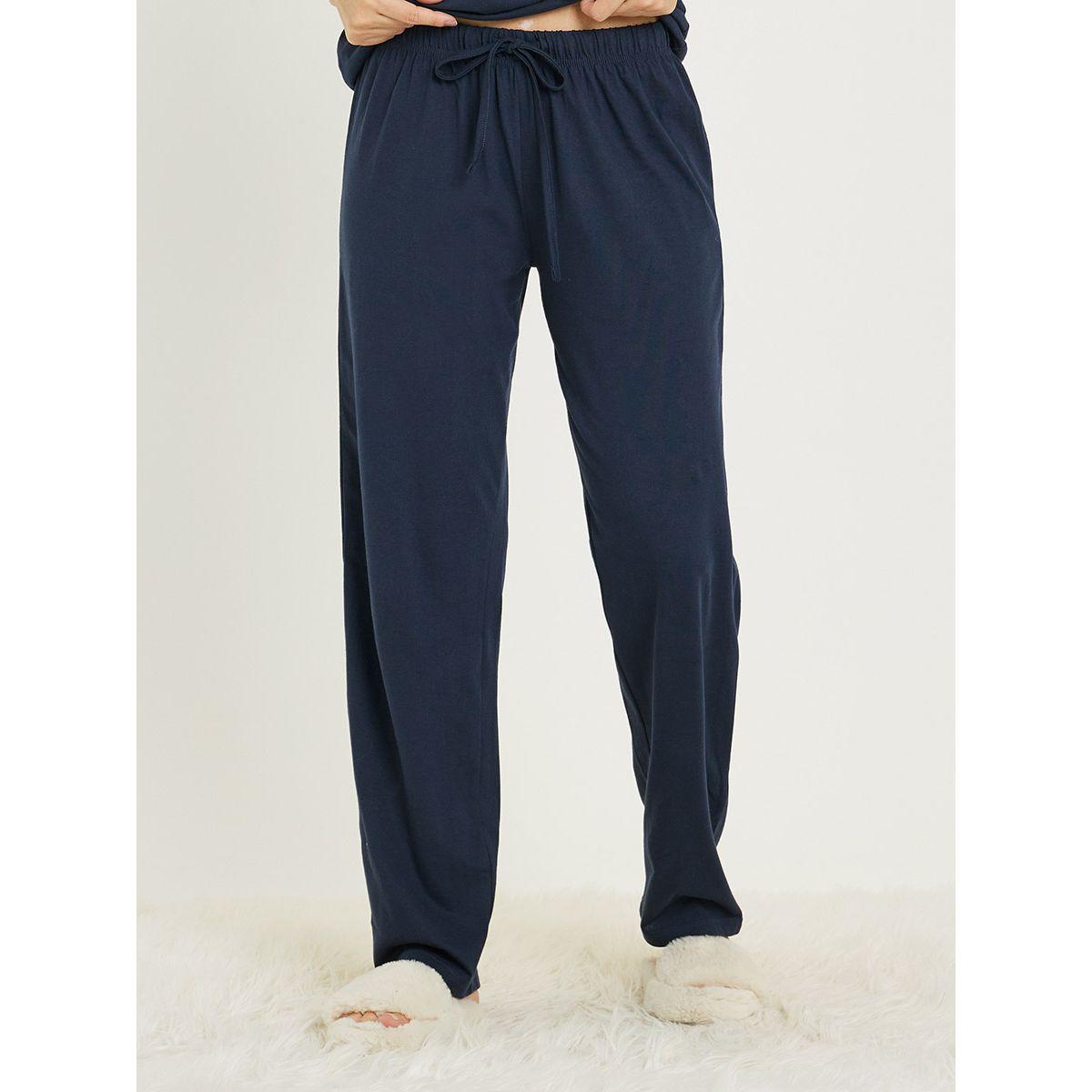 Styli Unwind Solid Cotton T-Shirt & Pyjama Set-women-clothing-nightwear-pyjamas-longsets-image-5