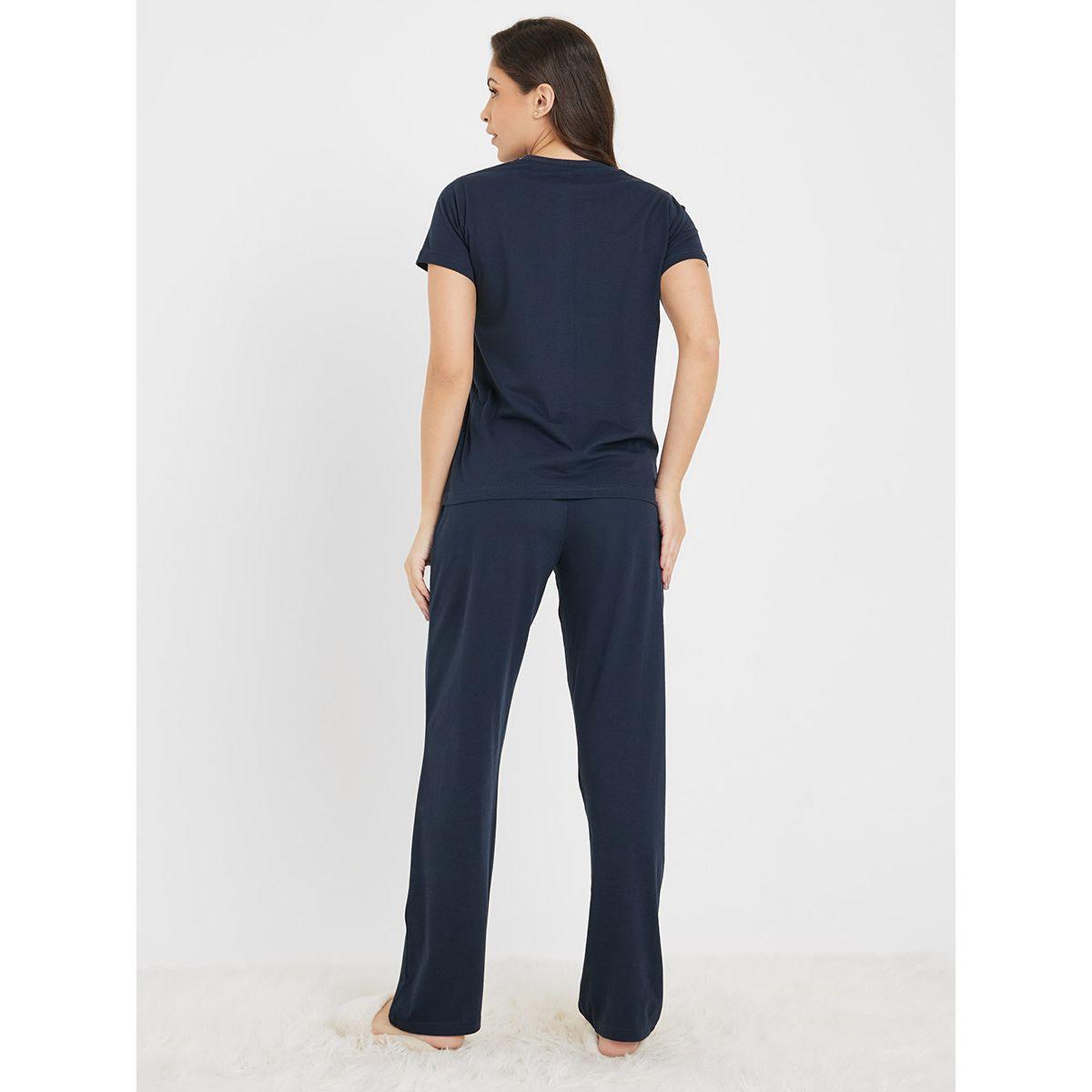 Styli Unwind Solid Cotton T-Shirt & Pyjama Set-women-clothing-nightwear-pyjamas-longsets-image-6