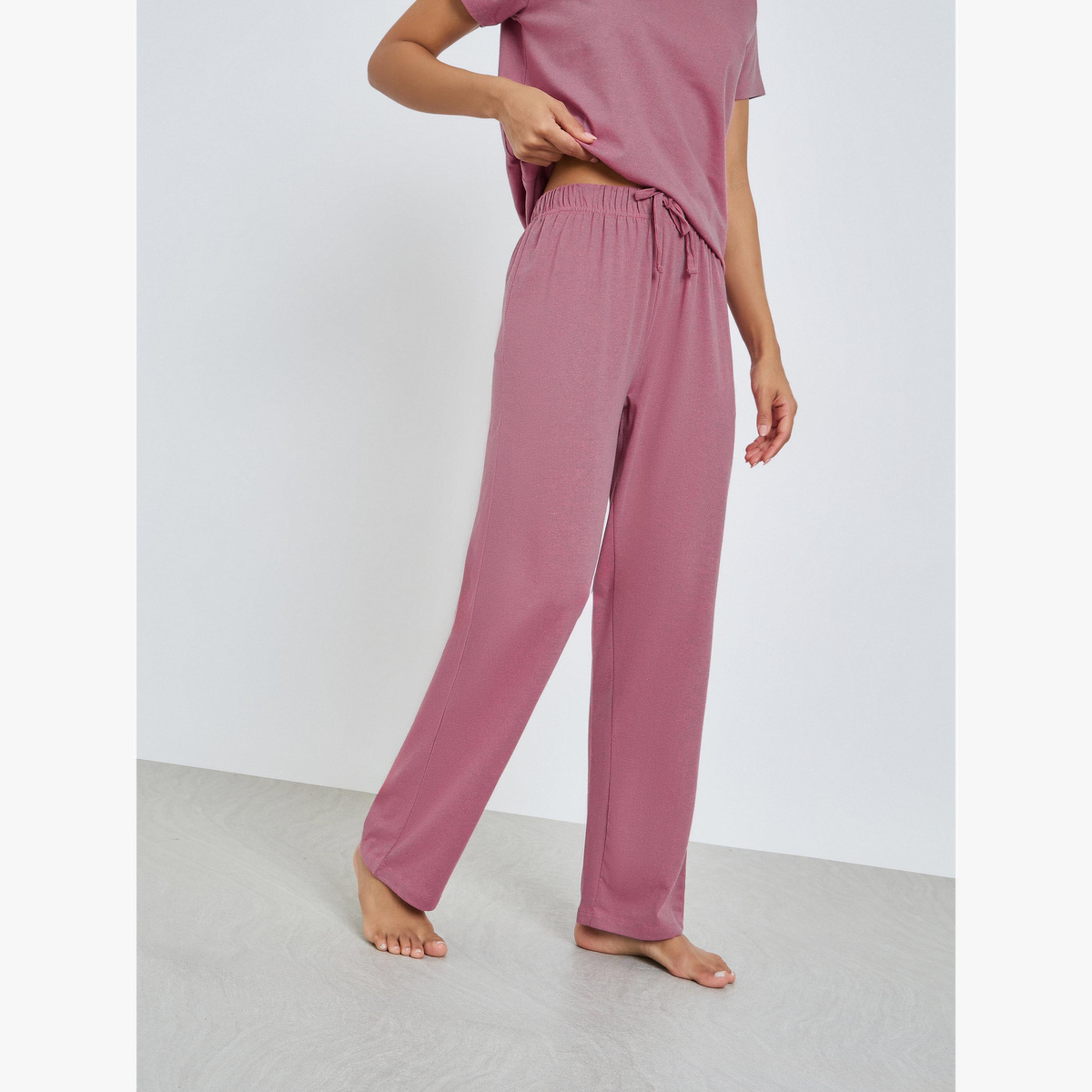 Styli Solid Cotton T-Shirt and Pyjama Set-women-clothing-nightwear-pyjamas-longsets-image-4