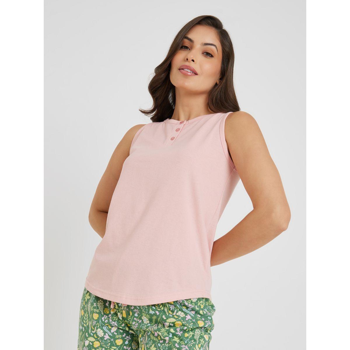طقم بيجاما من ( بلوزة بلا اكمام + بنطال )-women-clothing-nightwear-pyjamas-longsets-image-3