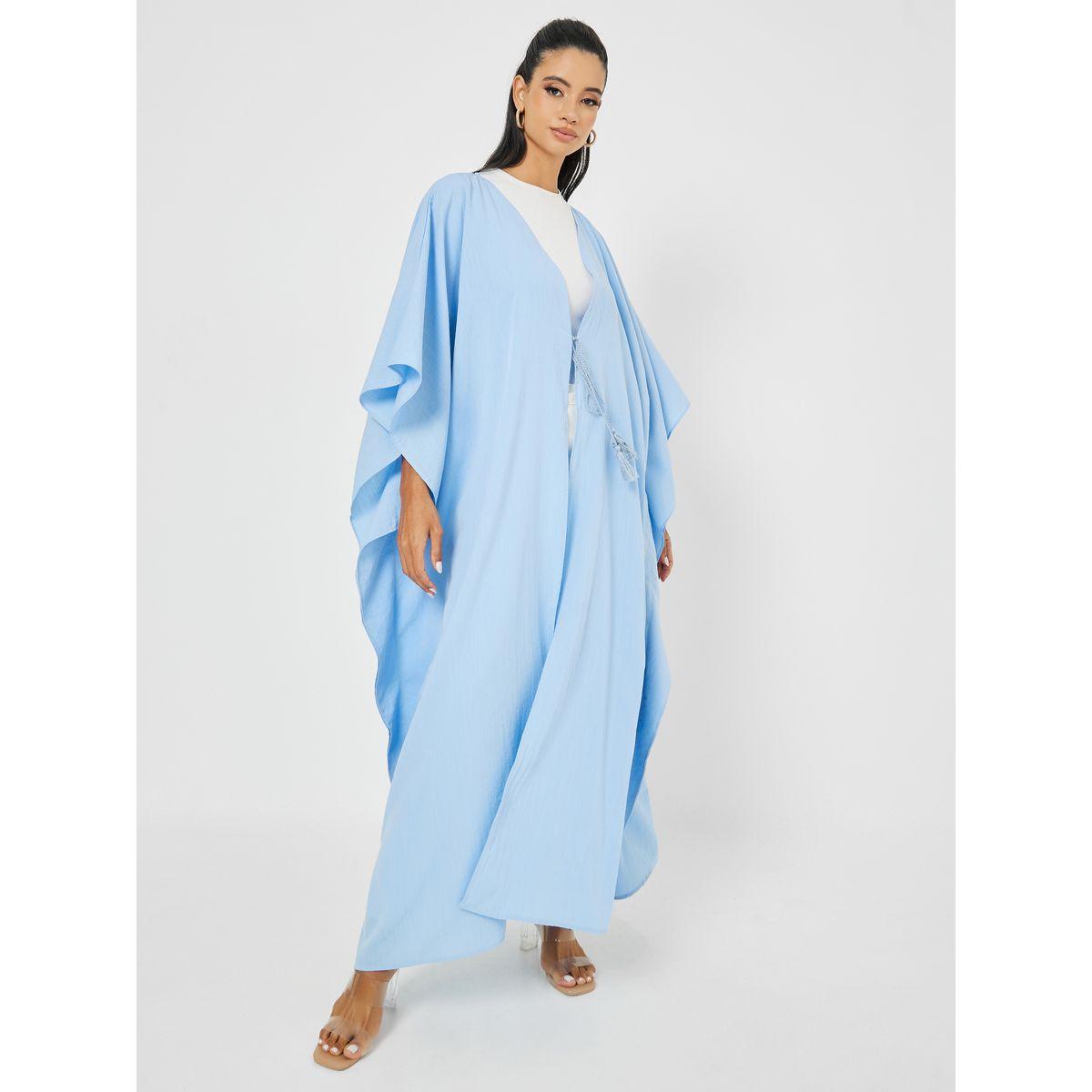 Styli Oversized Fit Linen Look Maxi Kimono-women-clothing-shirtsandblouses-shirts-image-1