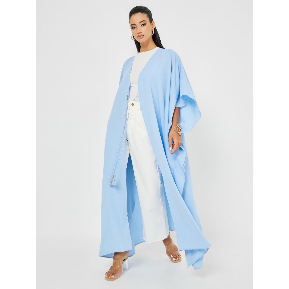 Styli Oversized Fit Linen Look Maxi Kimono-women-clothing-shirtsandblouses-shirts-image-2