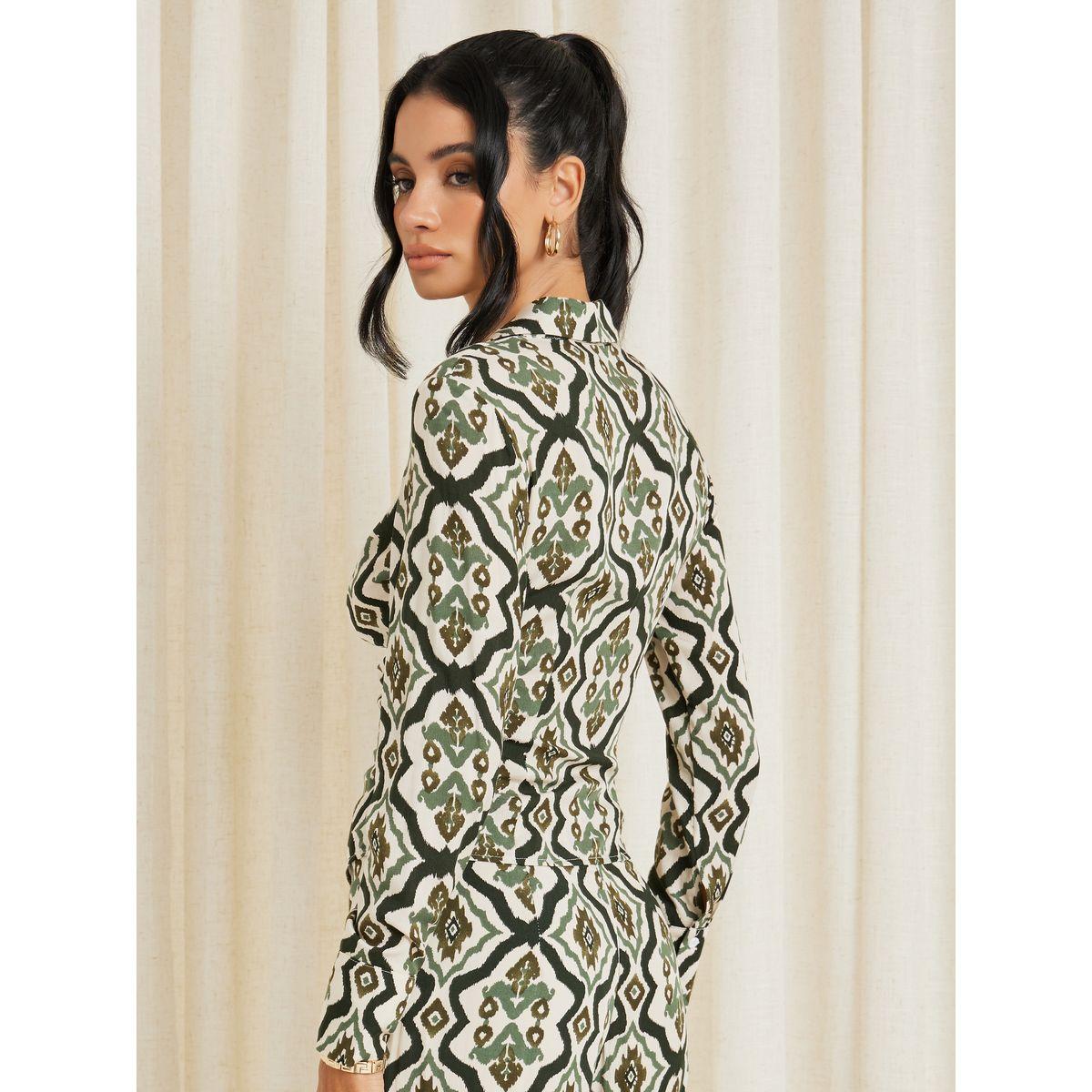 Styli Abstract Print Ruched Detail Regular Fit Blouse-women-clothing-shirtsandblouses-blouses-image-5