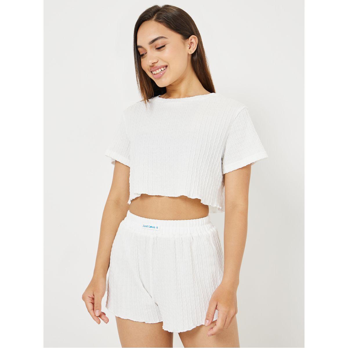 طقم من ( شورت + تيشيرت )-women-clothing-nightwear-pyjamas-shortsets-image-2