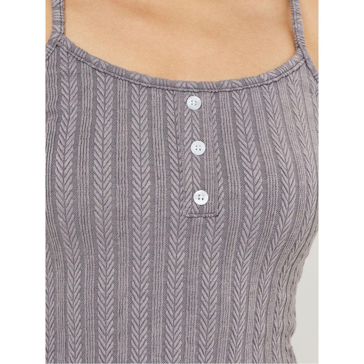 Styli Unwind Textured Rib Placket Cami & Checked Cuffed Pyjama Set-women-clothing-nightwear-pyjamas-longsets-image-3