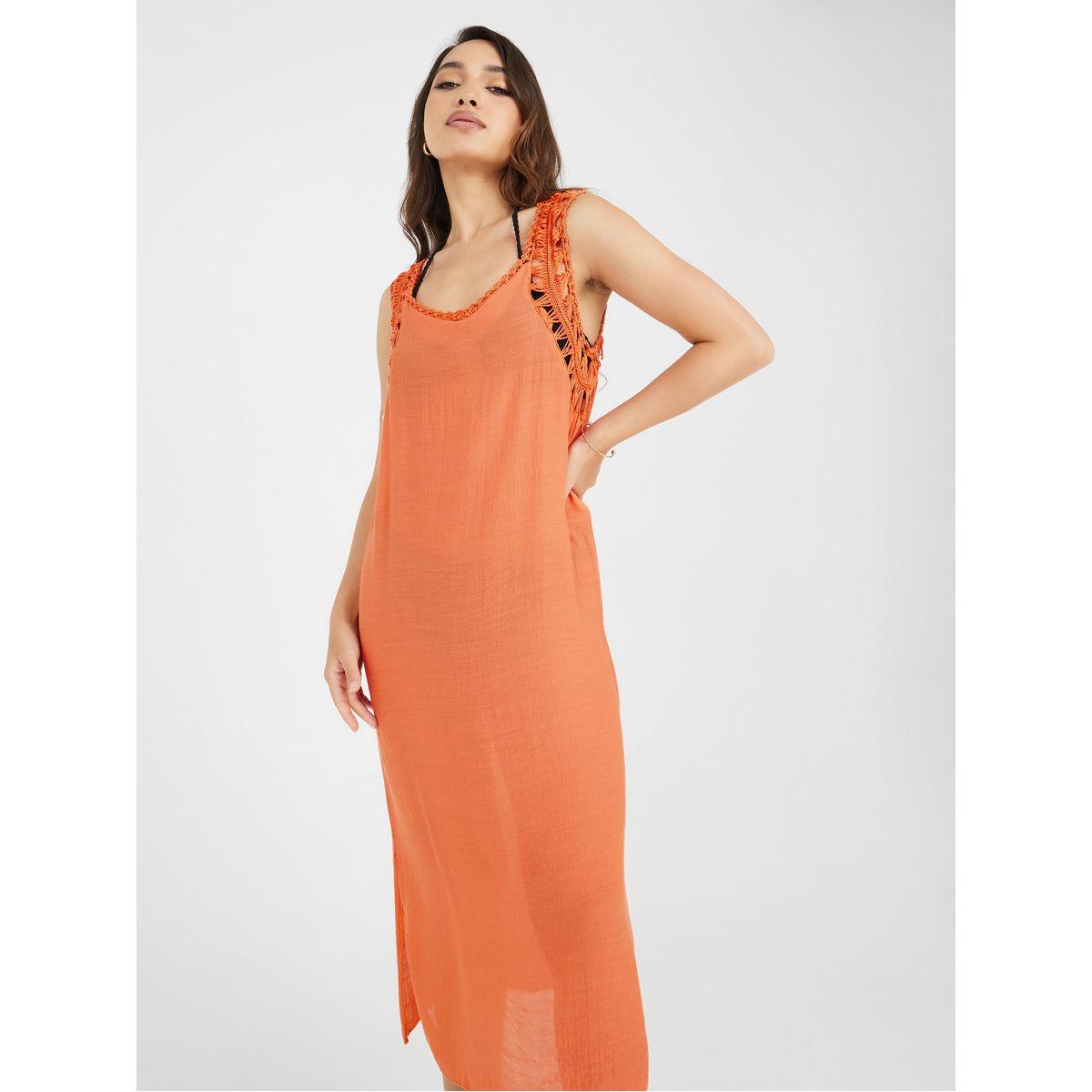 Styli Crochet Neck & Sleeve Trim Sleeveless Cover Up-women-clothing-swimandbeach-beach-beachwear-image-2