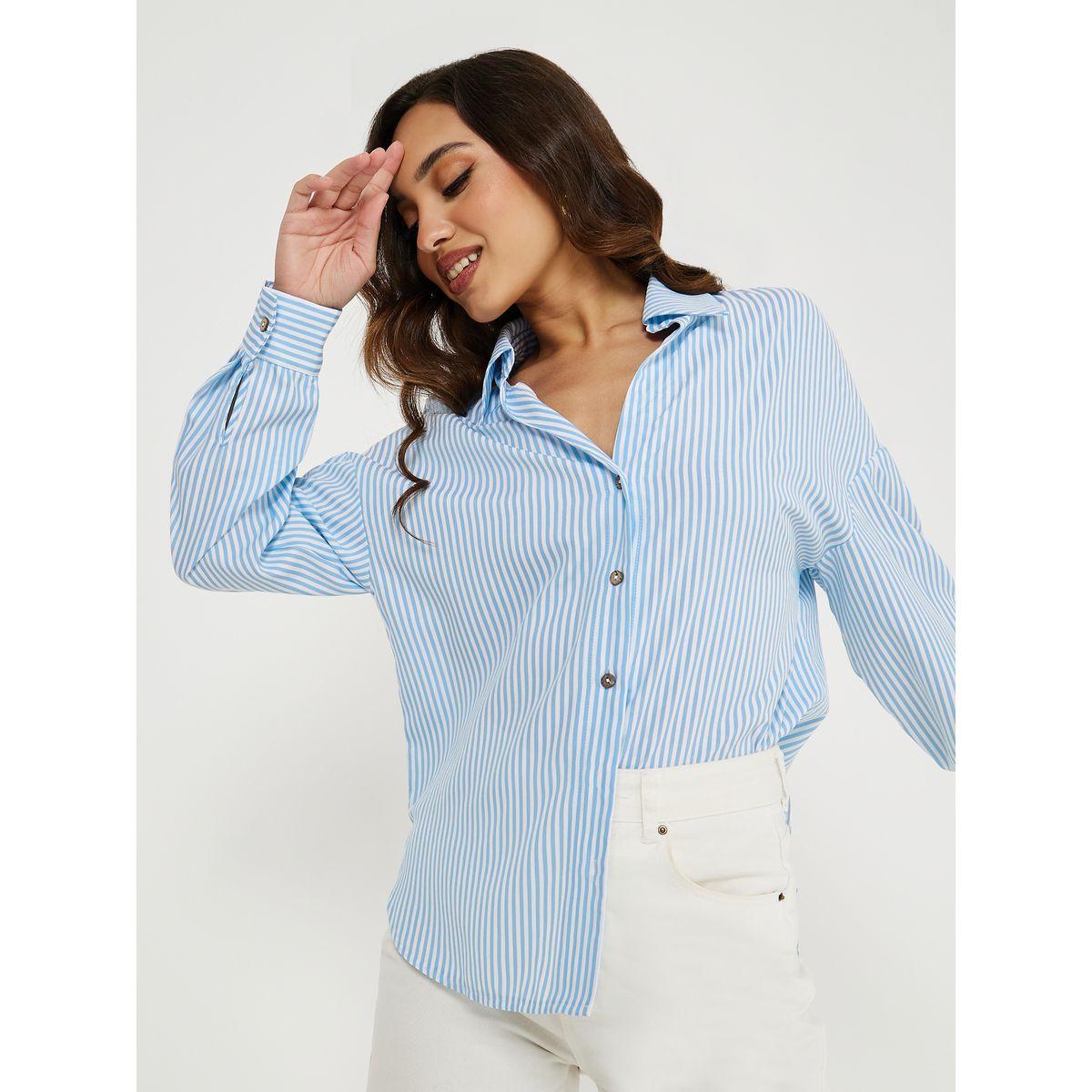 Styli Striped Curved Hem Oversized Shirt-women-clothing-shirtsandblouses-shirts-image-1