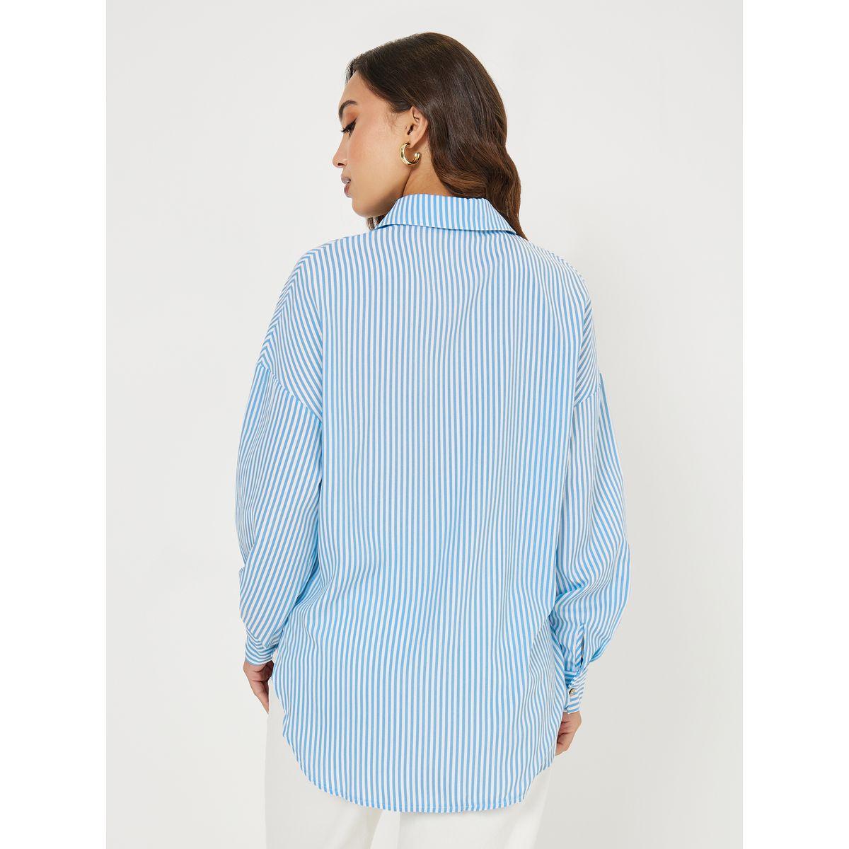 Styli Striped Curved Hem Oversized Shirt-women-clothing-shirtsandblouses-shirts-image-4