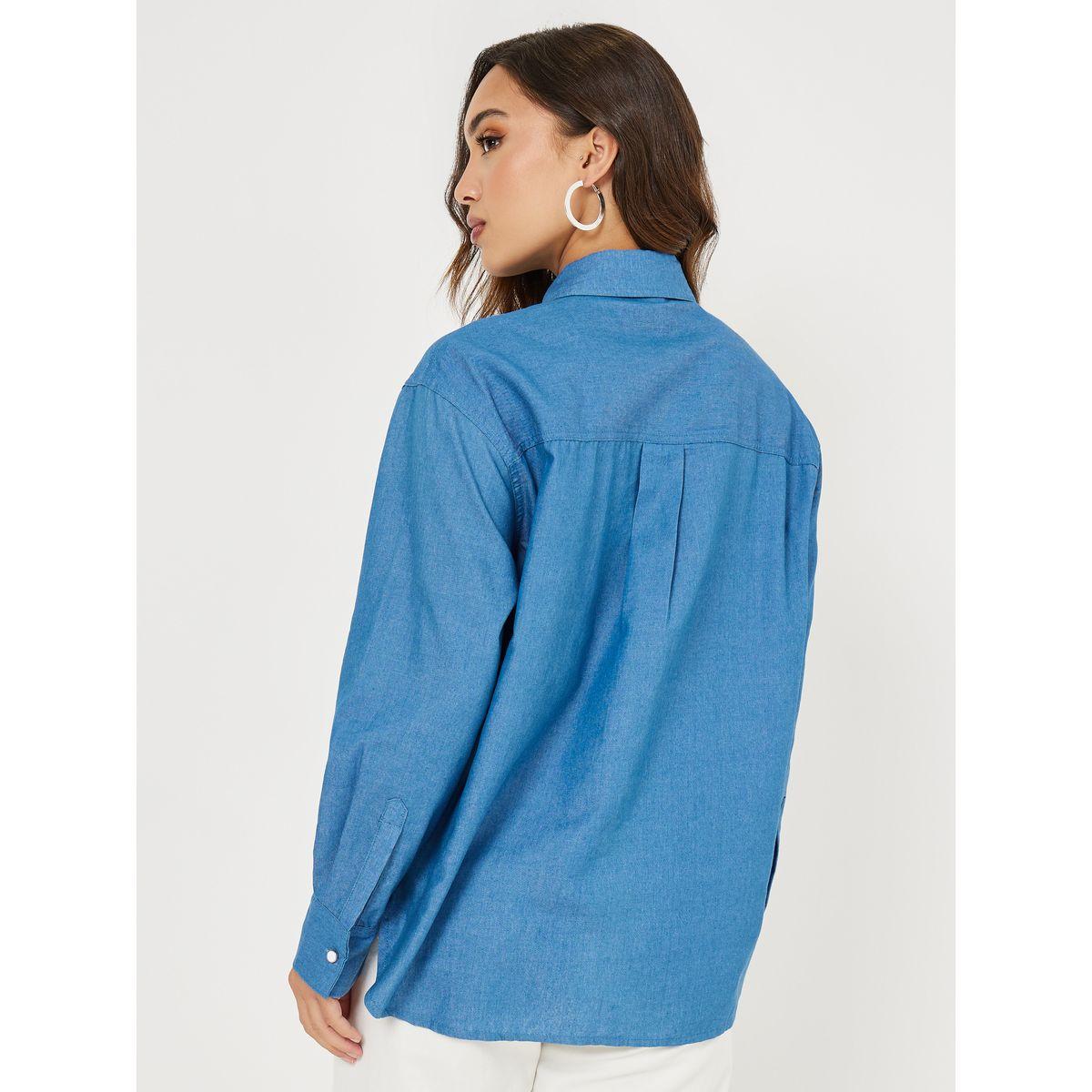 Styli Gathered Detail Buttoned Oversized Shirt-women-clothing-shirtsandblouses-shirts-image-4