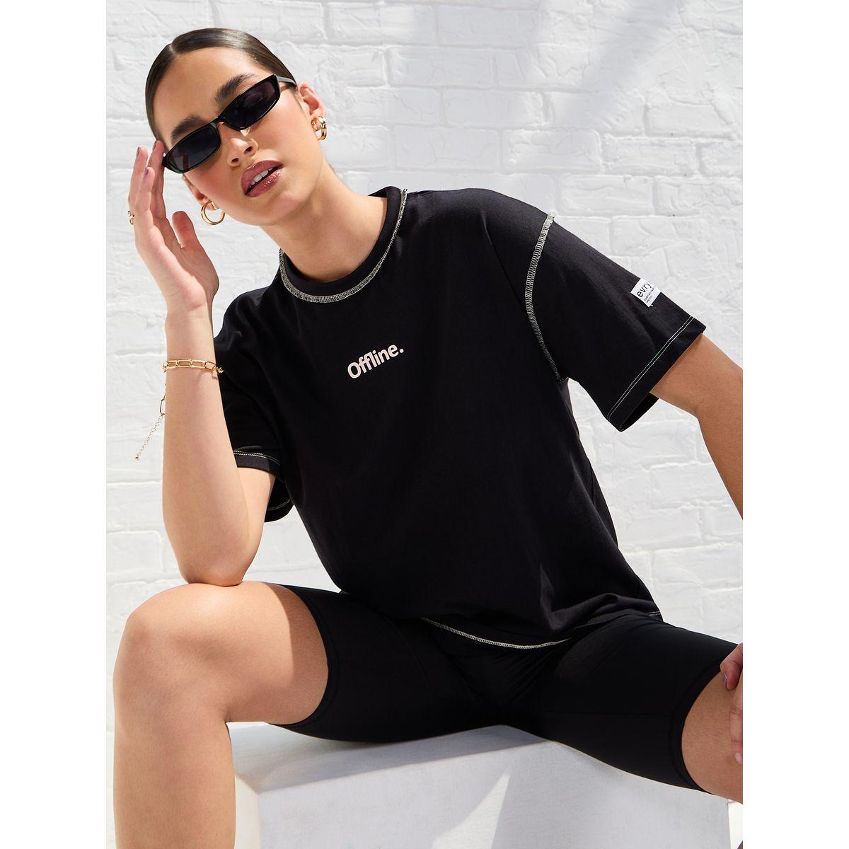Styli Elevate Oversized Drop Shoulder Slogan T-Shirt with Exposed Seam-women-clothing-tshirts-image-1