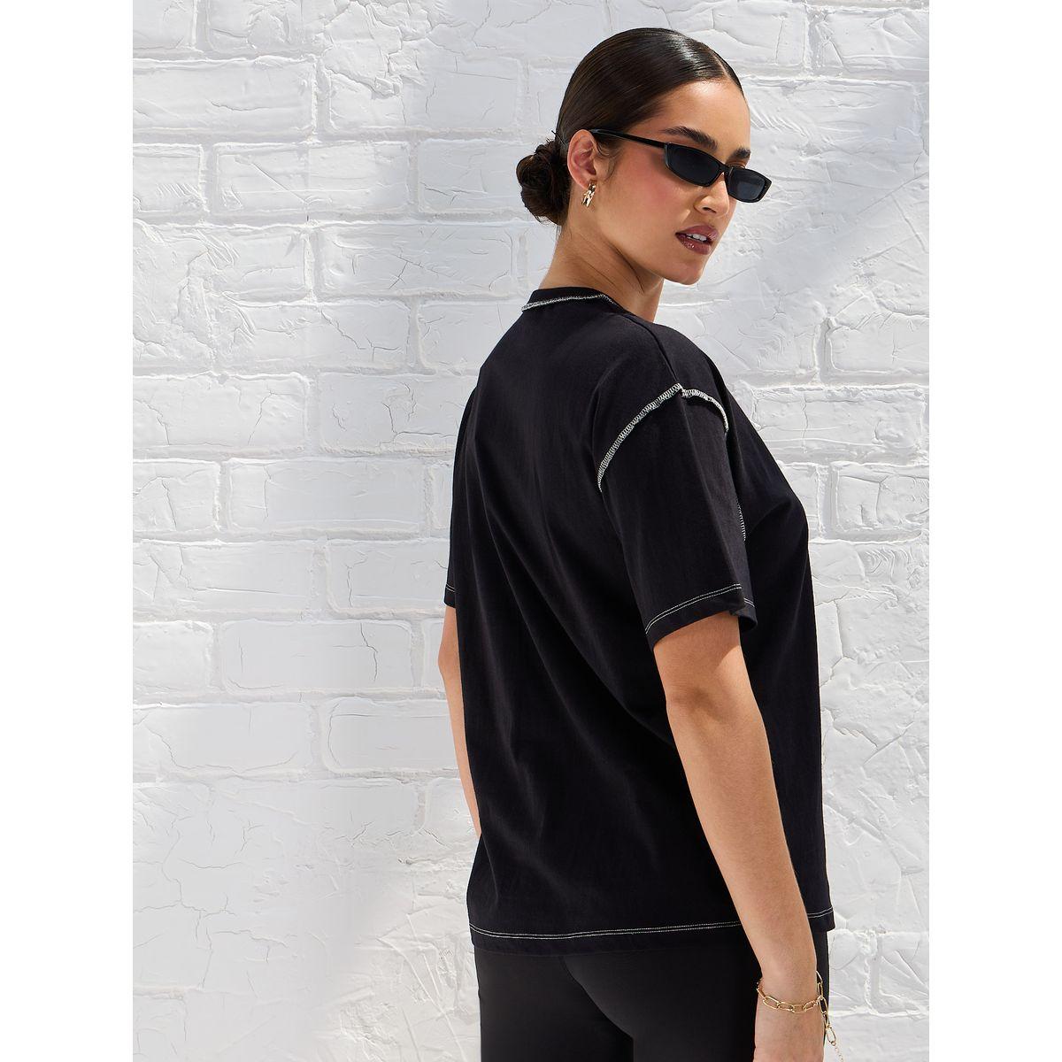 Styli Elevate Oversized Drop Shoulder Slogan T-Shirt with Exposed Seam-women-clothing-tshirts-image-5