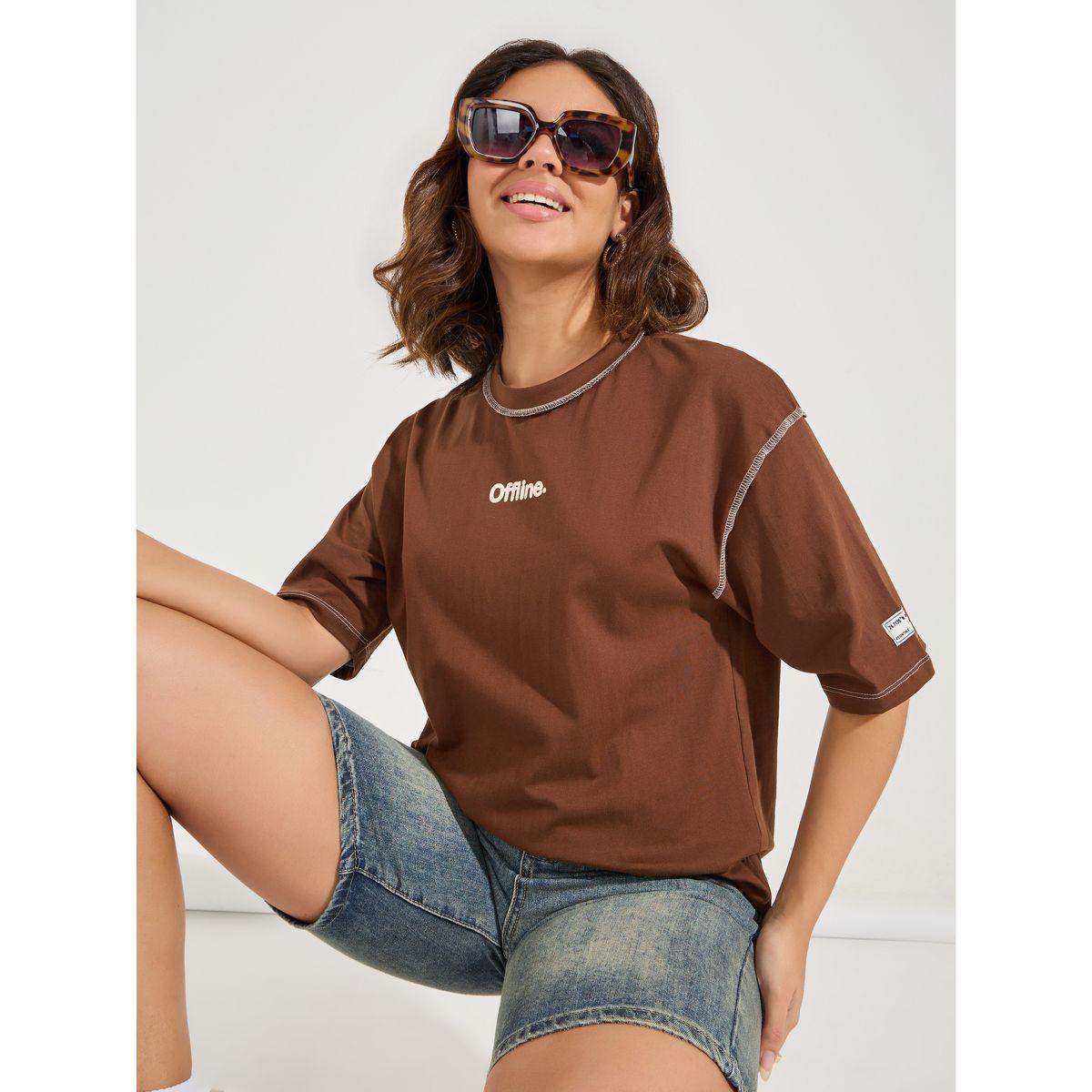 Styli Elevate Oversized Drop Shoulder Slogan T-Shirt with Exposed Seam-women-clothing-tshirts-image-1