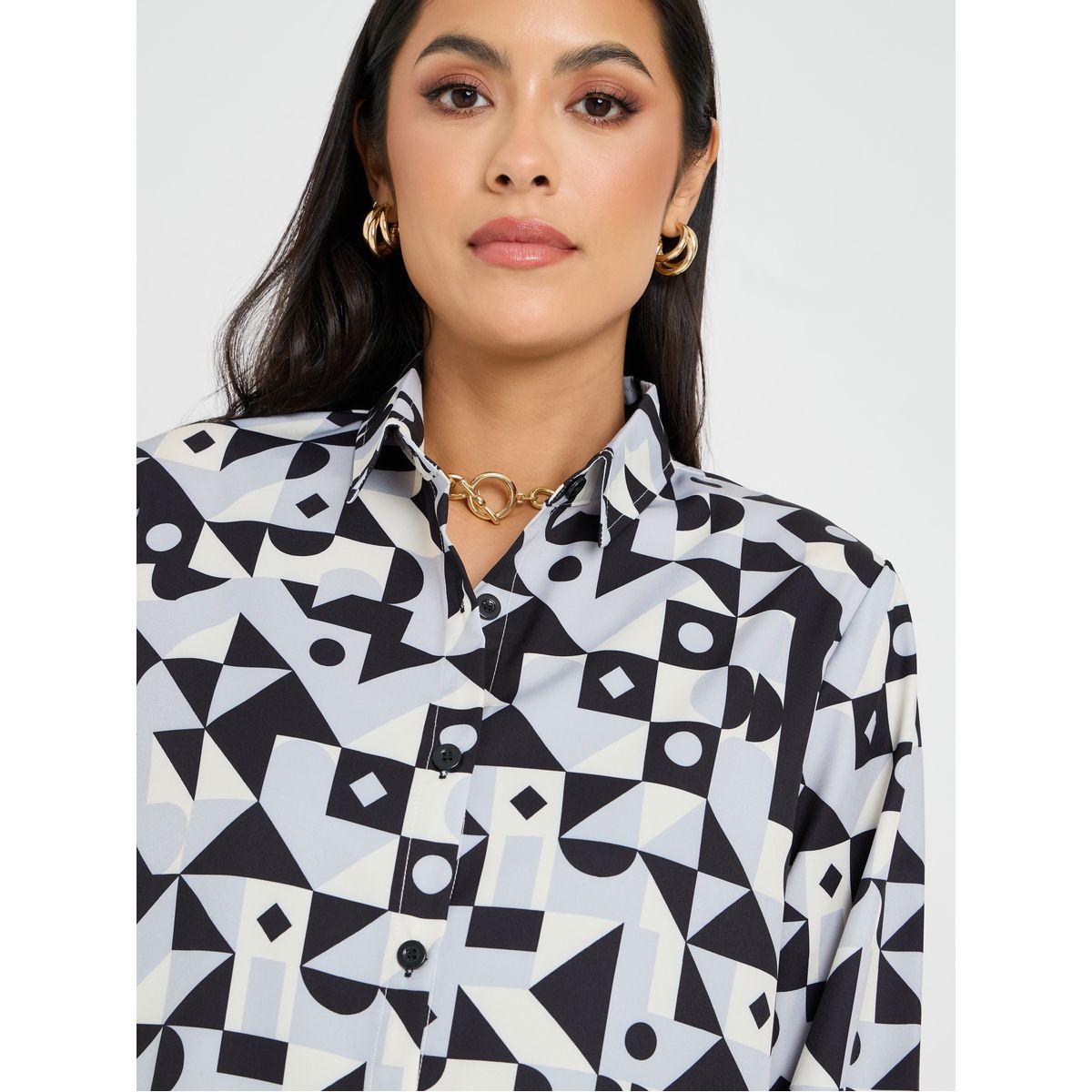 Styli Abstract Print Longline Shirt & Trouser Co-Ord Set-women-clothing-coordsets-image-5