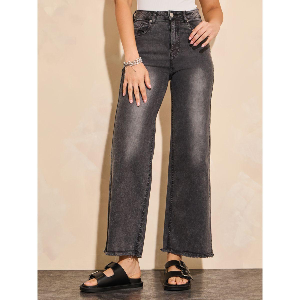 Styli High Rise Wide Leg Jeans with Frayed Edge-women-clothing-bottoms-jeans-image-2