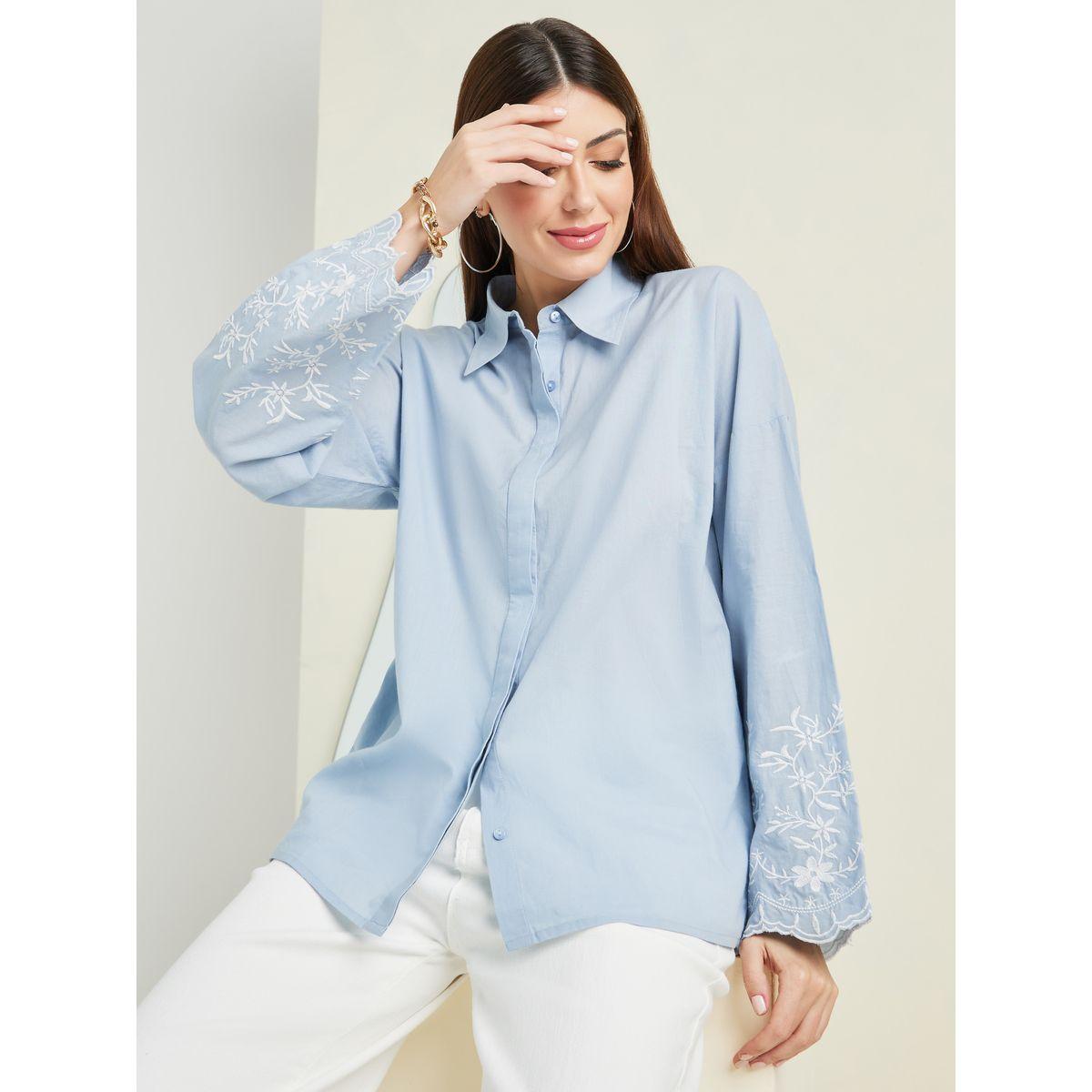 بلوزة طويلة مطرزة بزهور-women-clothing-shirtsandblouses-shirts-image-1