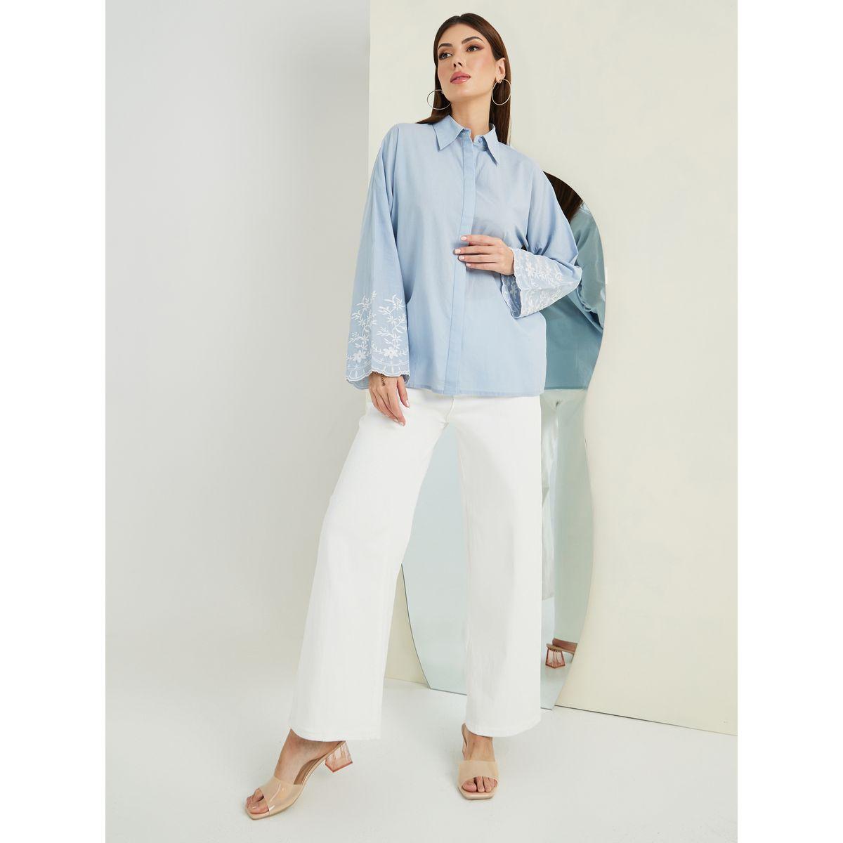 بلوزة طويلة مطرزة بزهور-women-clothing-shirtsandblouses-shirts-image-2