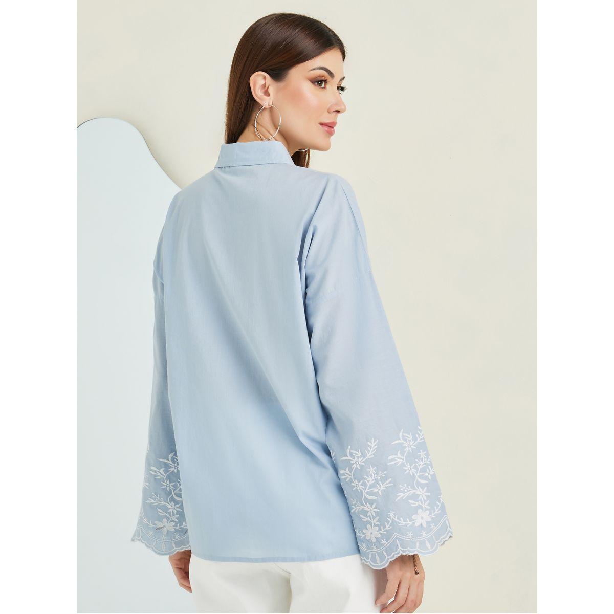 بلوزة طويلة مطرزة بزهور-women-clothing-shirtsandblouses-shirts-image-5