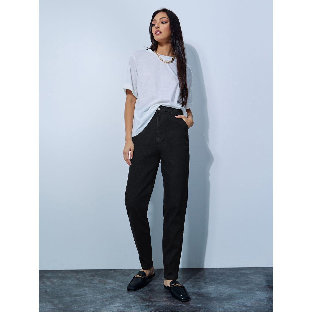 Styli High Rise Elasticated Band Mom Fit Jeans-women-clothing-bottoms-jeans-image-1