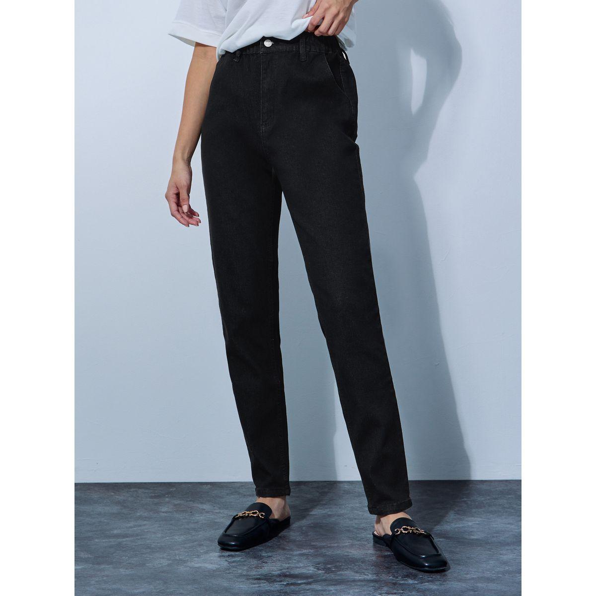 Styli High Rise Elasticated Band Mom Fit Jeans-women-clothing-bottoms-jeans-image-2