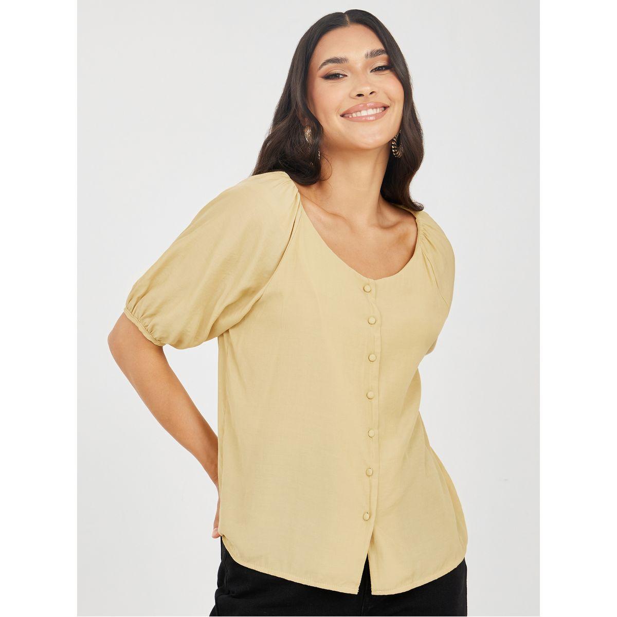 بلوزة بقصة عادية وياقة سكوب-women-clothing-shirtsandblouses-blouses-image-3