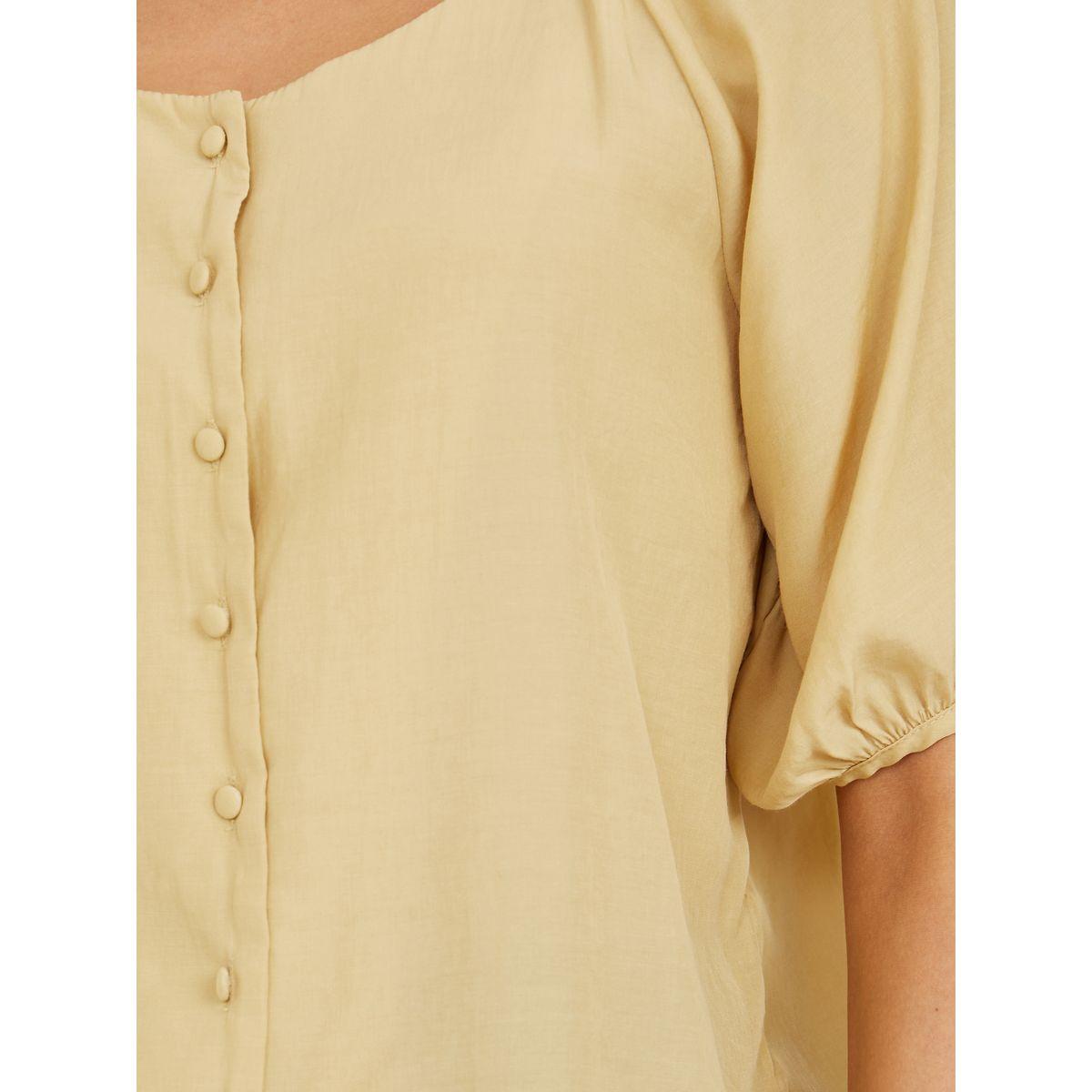 Styli Scoop Neck Regular Fit Blouse with Button Placket-women-clothing-shirtsandblouses-blouses-image-4