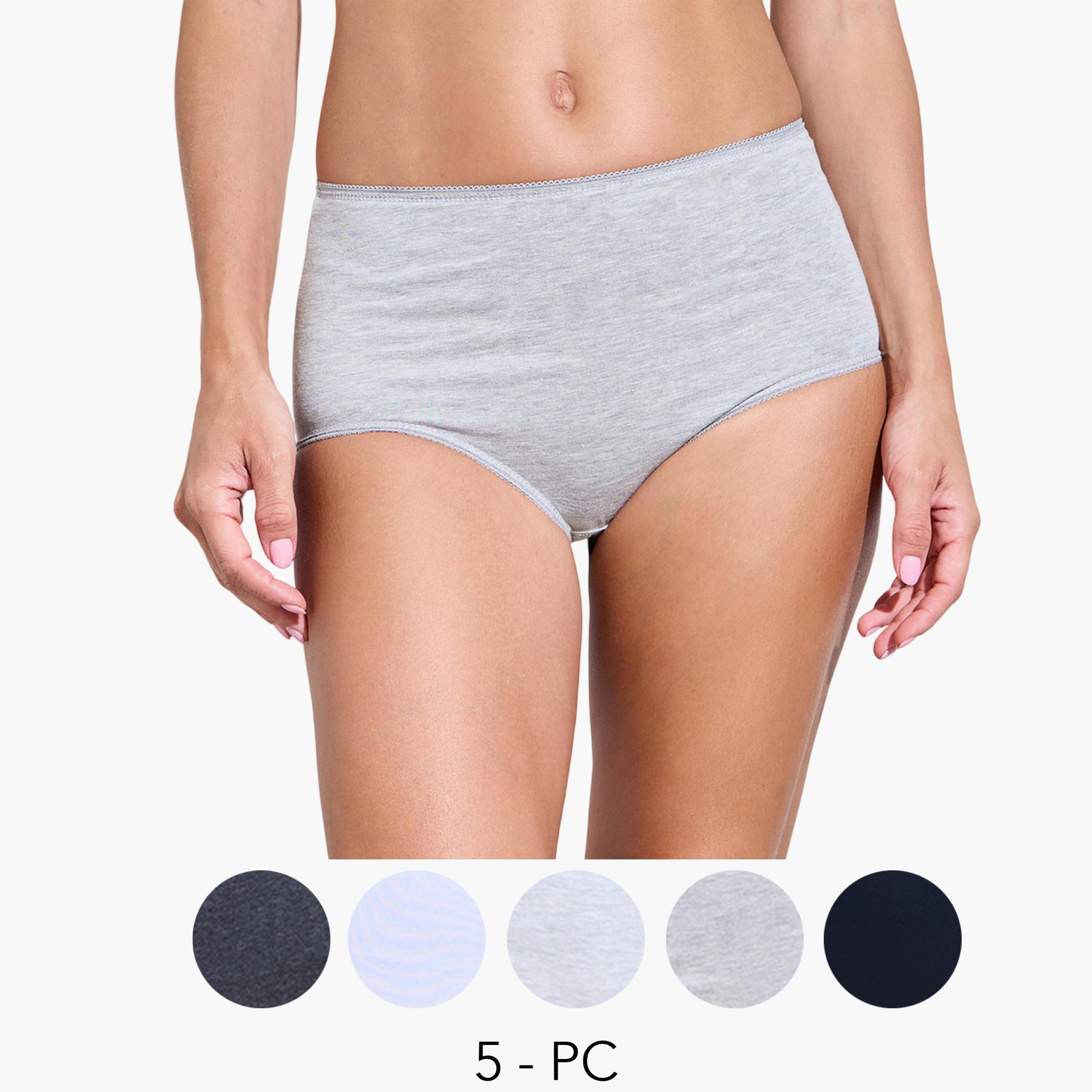Styli Pack of 5 - Solid Cotton Blend Full Briefs-women-clothing-lingerie-panties-image-1