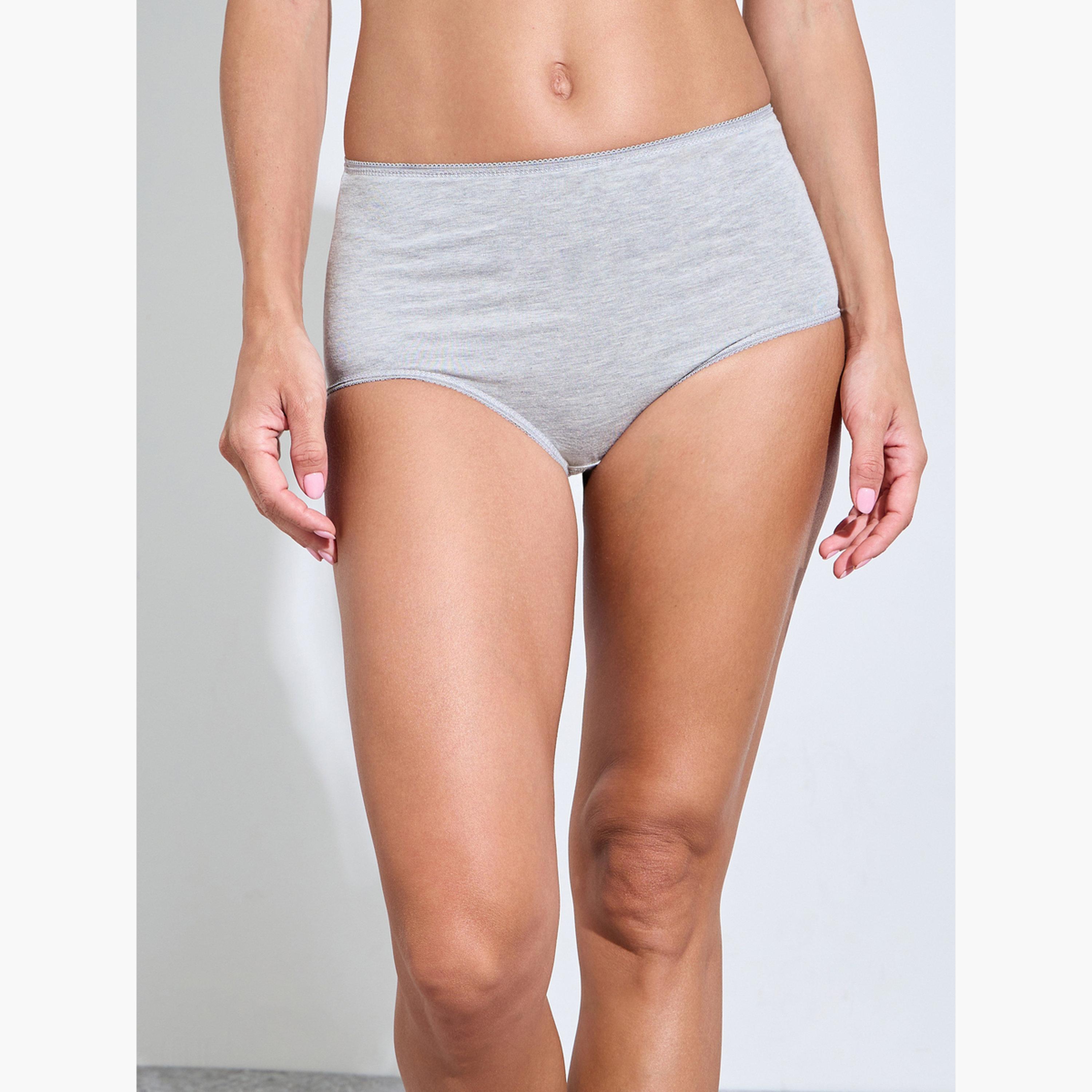 Styli Pack of 5 - Solid Cotton Blend Full Briefs-women-clothing-lingerie-panties-image-2