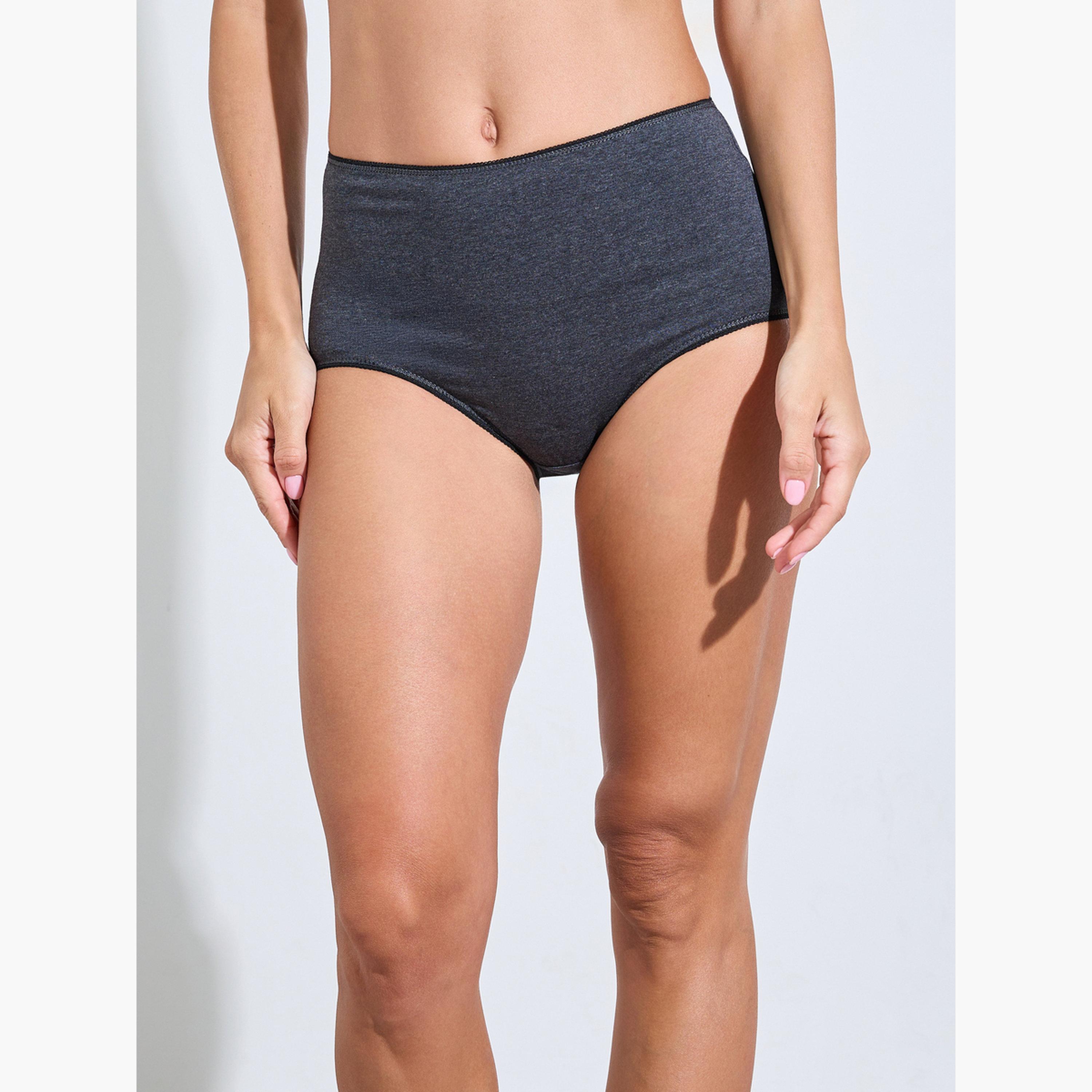 Styli Pack of 5 - Solid Cotton Blend Full Briefs-women-clothing-lingerie-panties-image-4