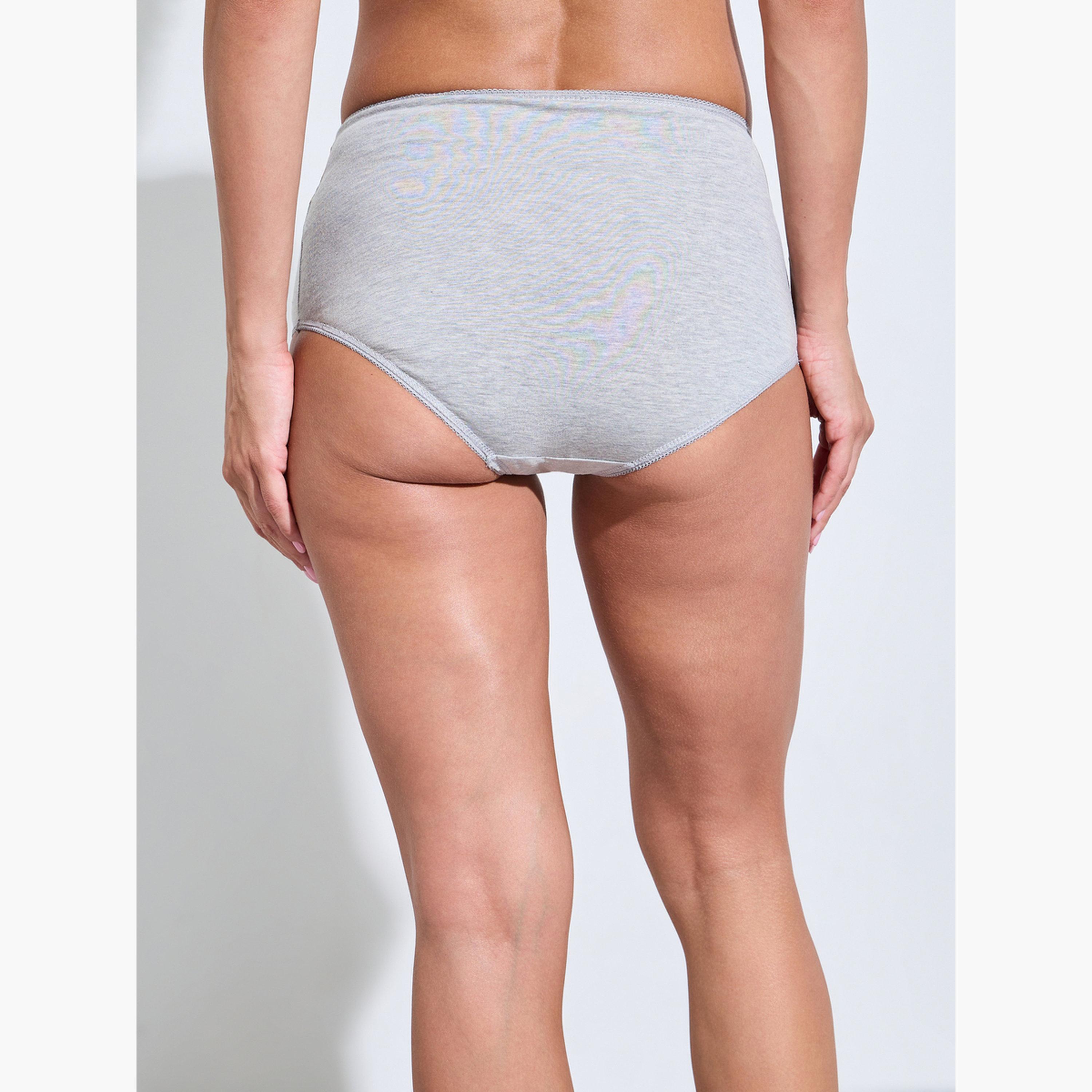 Styli Pack of 5 - Solid Cotton Blend Full Briefs-women-clothing-lingerie-panties-image-9