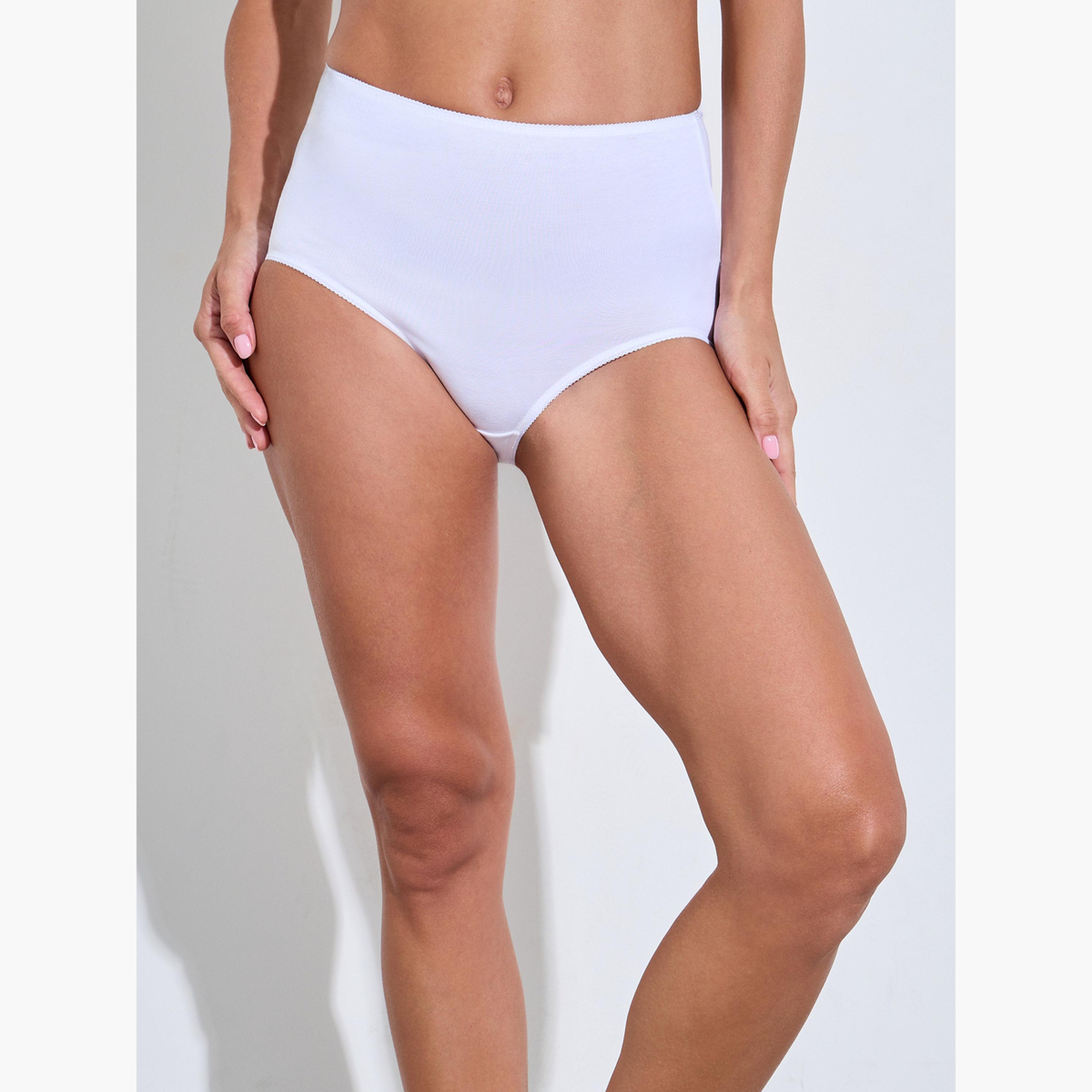 ستايلي - عبوة من 5 قطع - سراويل داخلية كاملة من مزيج القطن السادة-women-clothing-lingerie-panties-image-2