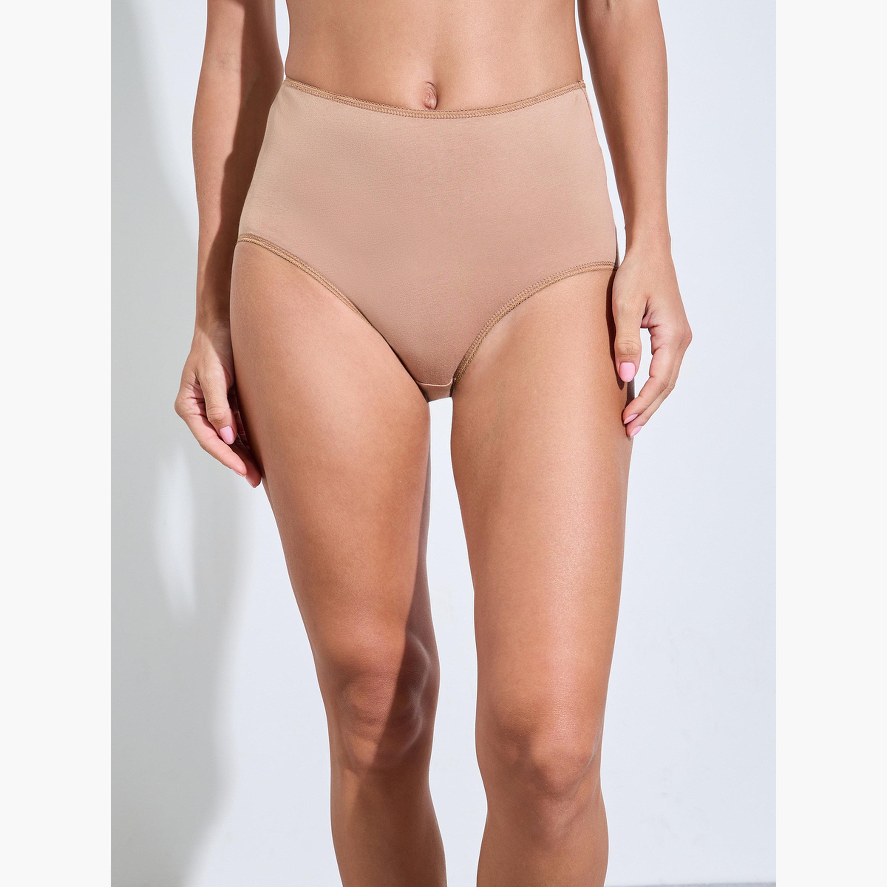 ستايلي - عبوة من 5 قطع - سراويل داخلية كاملة من مزيج القطن السادة-women-clothing-lingerie-panties-image-4