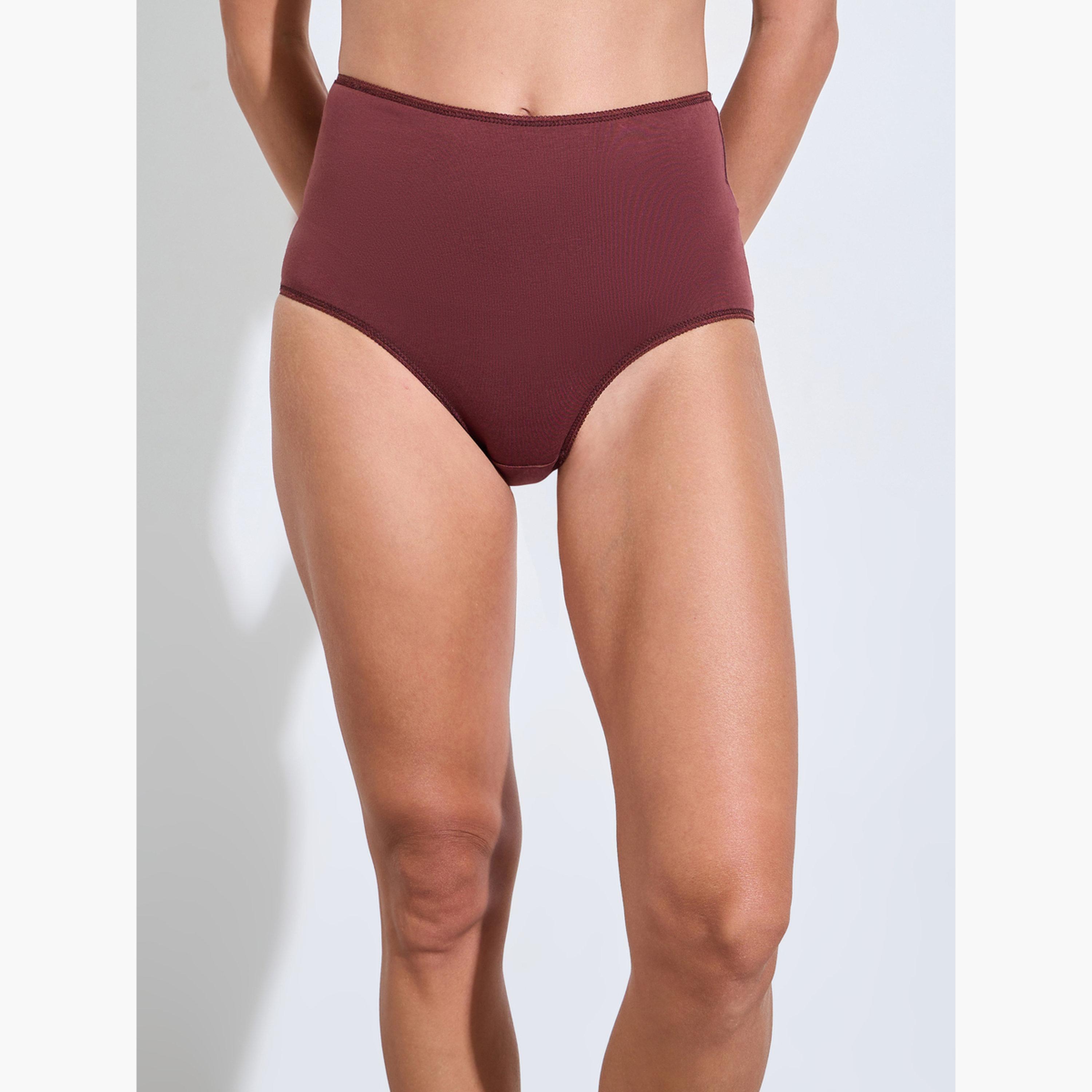 ستايلي - عبوة من 5 قطع - سراويل داخلية كاملة من مزيج القطن السادة-women-clothing-lingerie-panties-image-7