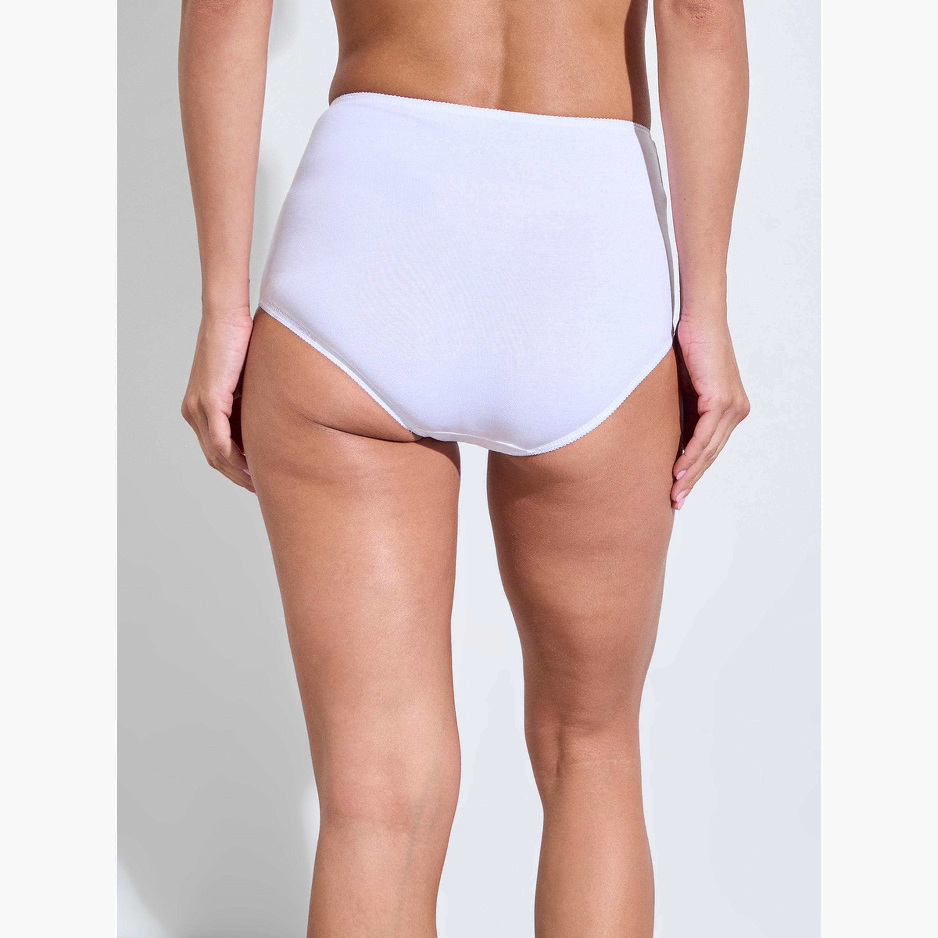 ستايلي - عبوة من 5 قطع - سراويل داخلية كاملة من مزيج القطن السادة-women-clothing-lingerie-panties-image-9