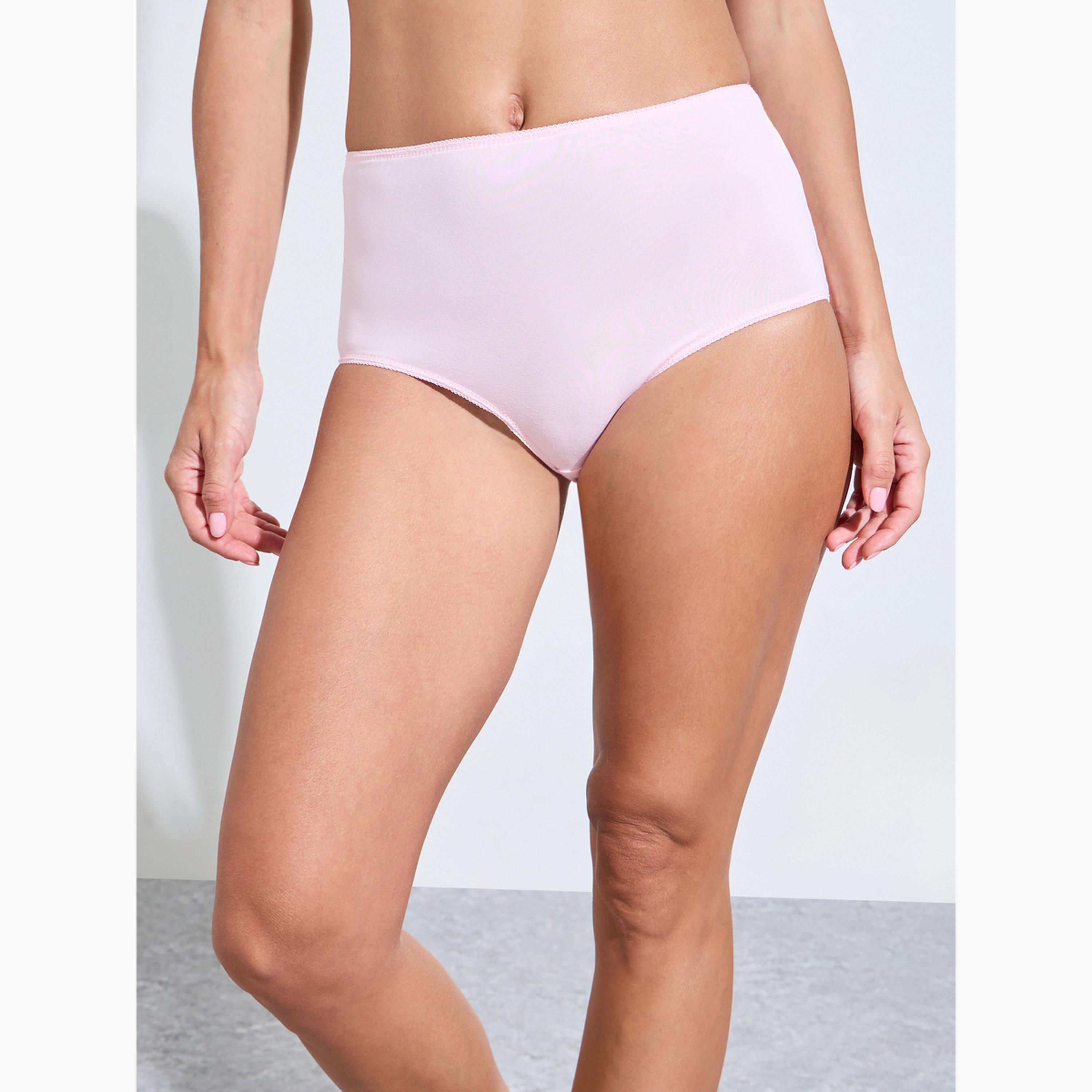 Styli Pack of 5 - Solid Cotton Blend Full Briefs-women-clothing-lingerie-panties-image-2
