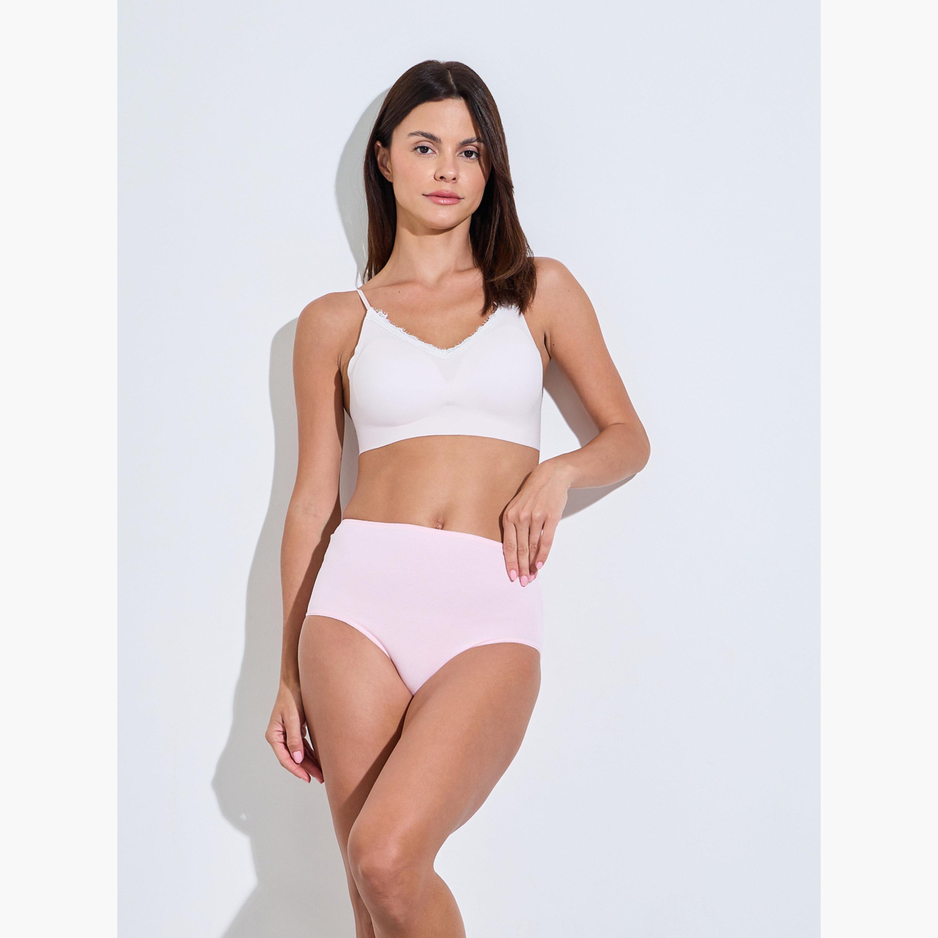 Styli Pack of 5 - Solid Cotton Blend Full Briefs-women-clothing-lingerie-panties-image-3