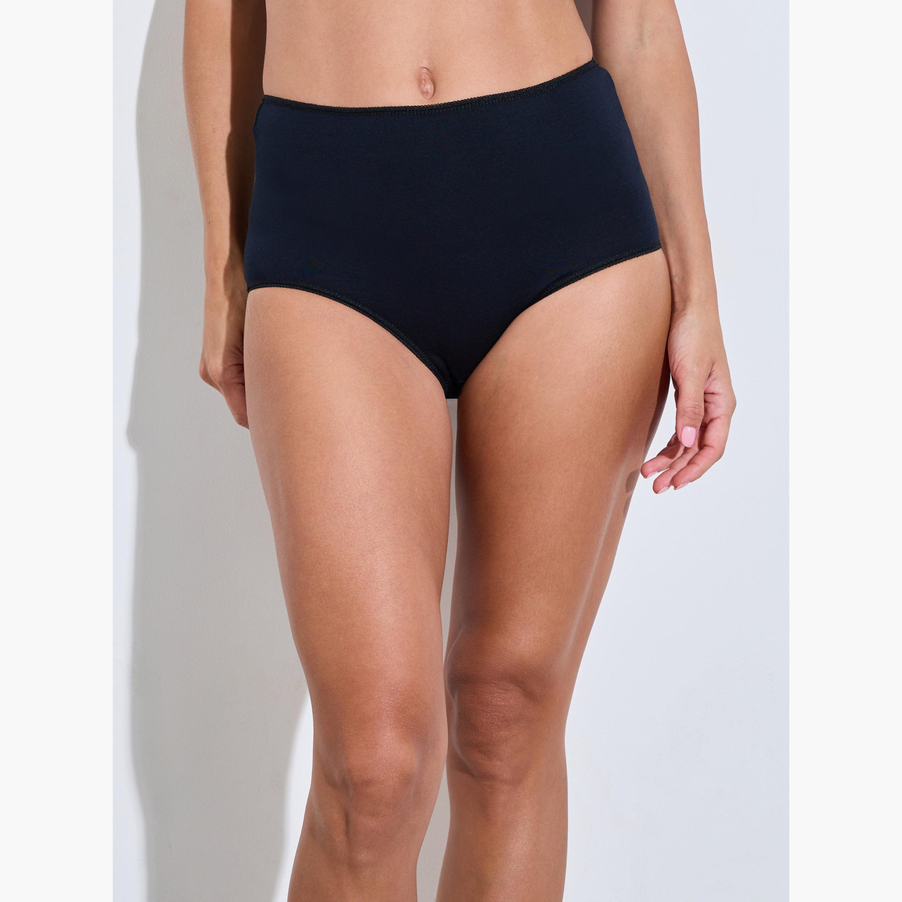 ستايلي - عبوة من 5 قطع - سراويل داخلية كاملة من مزيج القطن السادة-women-clothing-lingerie-panties-image-2