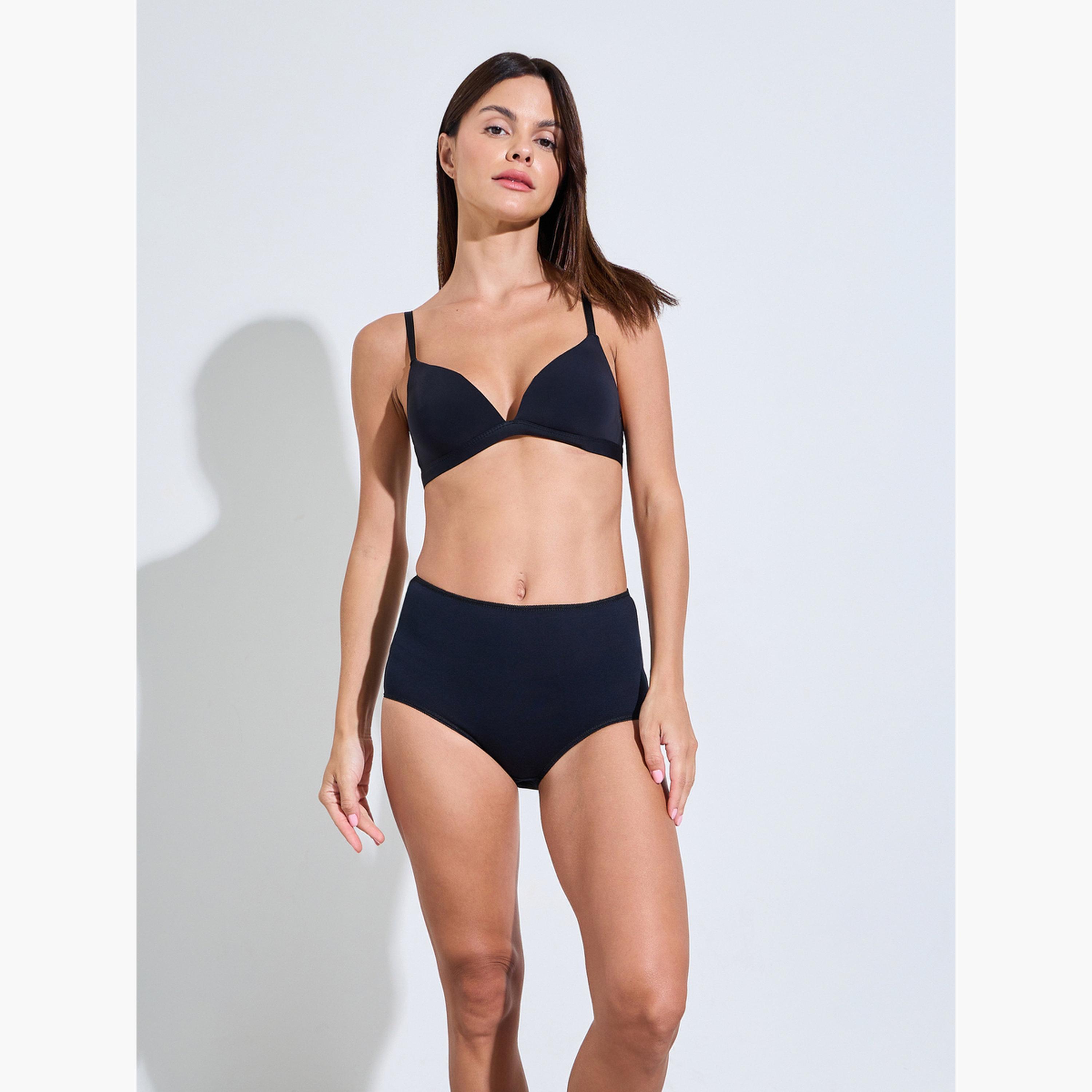 ستايلي - عبوة من 5 قطع - سراويل داخلية كاملة من مزيج القطن السادة-women-clothing-lingerie-panties-image-3