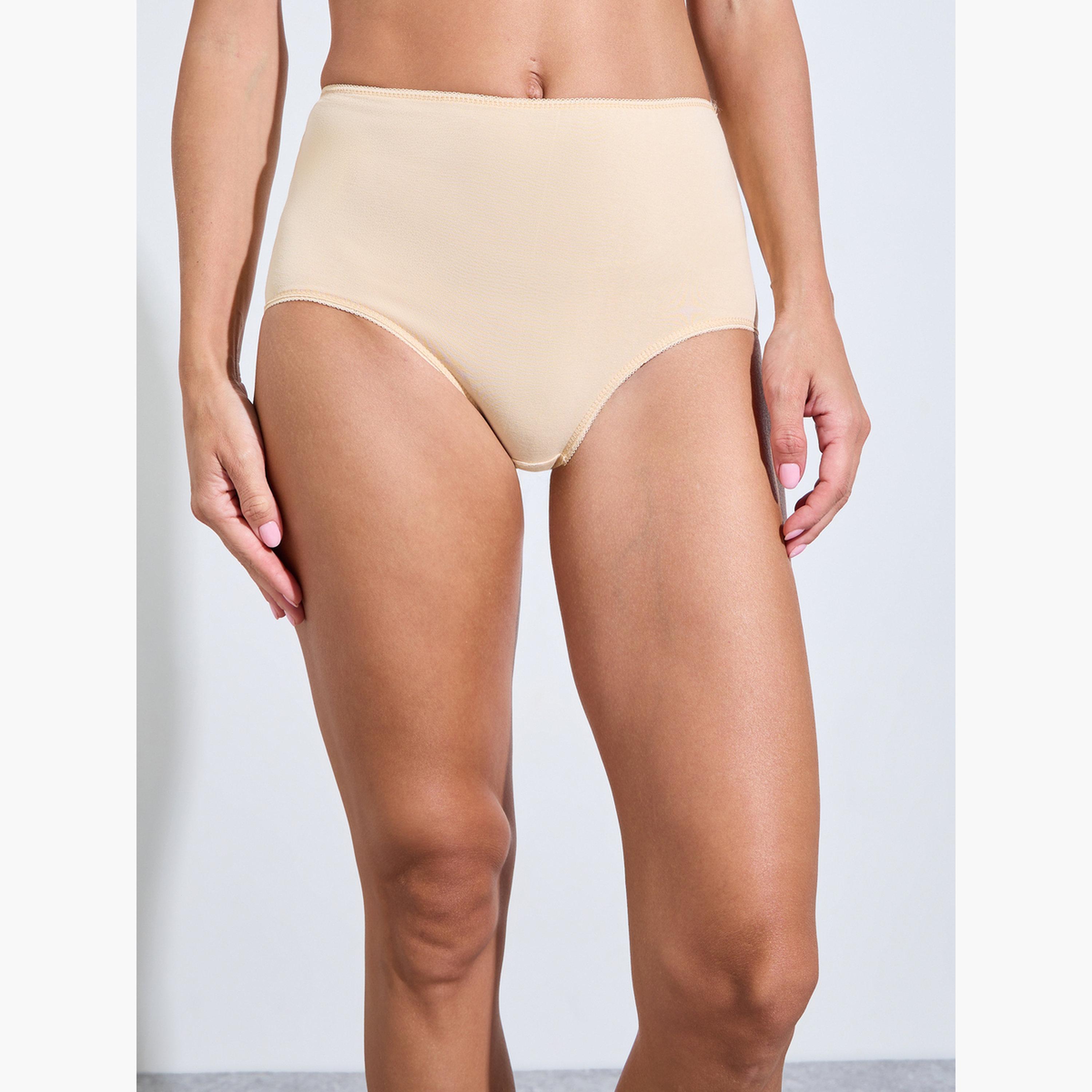 ستايلي - عبوة من 5 قطع - سراويل داخلية كاملة من مزيج القطن السادة-women-clothing-lingerie-panties-image-4