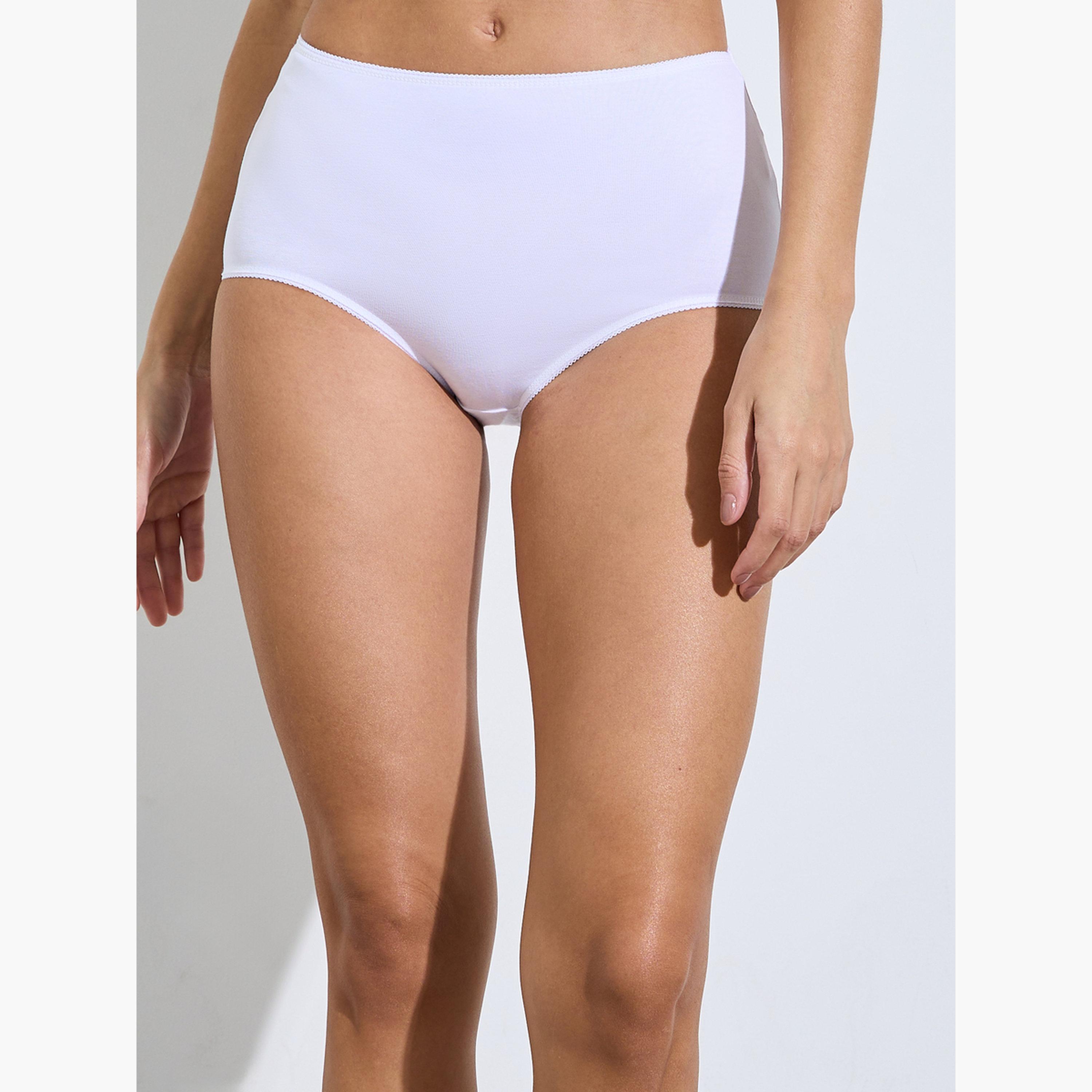 طقم من 5 سراويل داخلية سادة من مزيج القطن-women-clothing-lingerie-panties-image-3