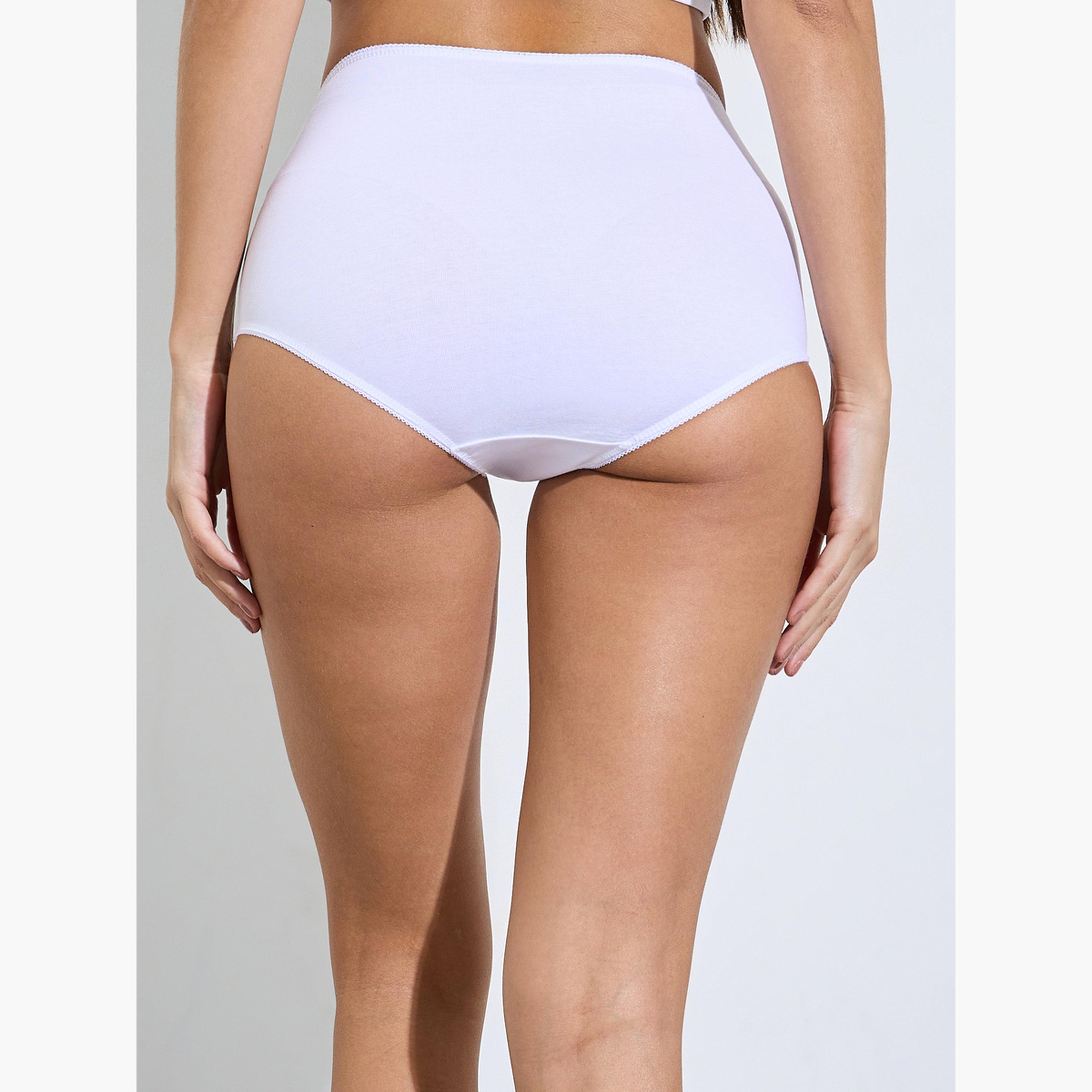 طقم من 5 سراويل داخلية سادة من مزيج القطن-women-clothing-lingerie-panties-image-5