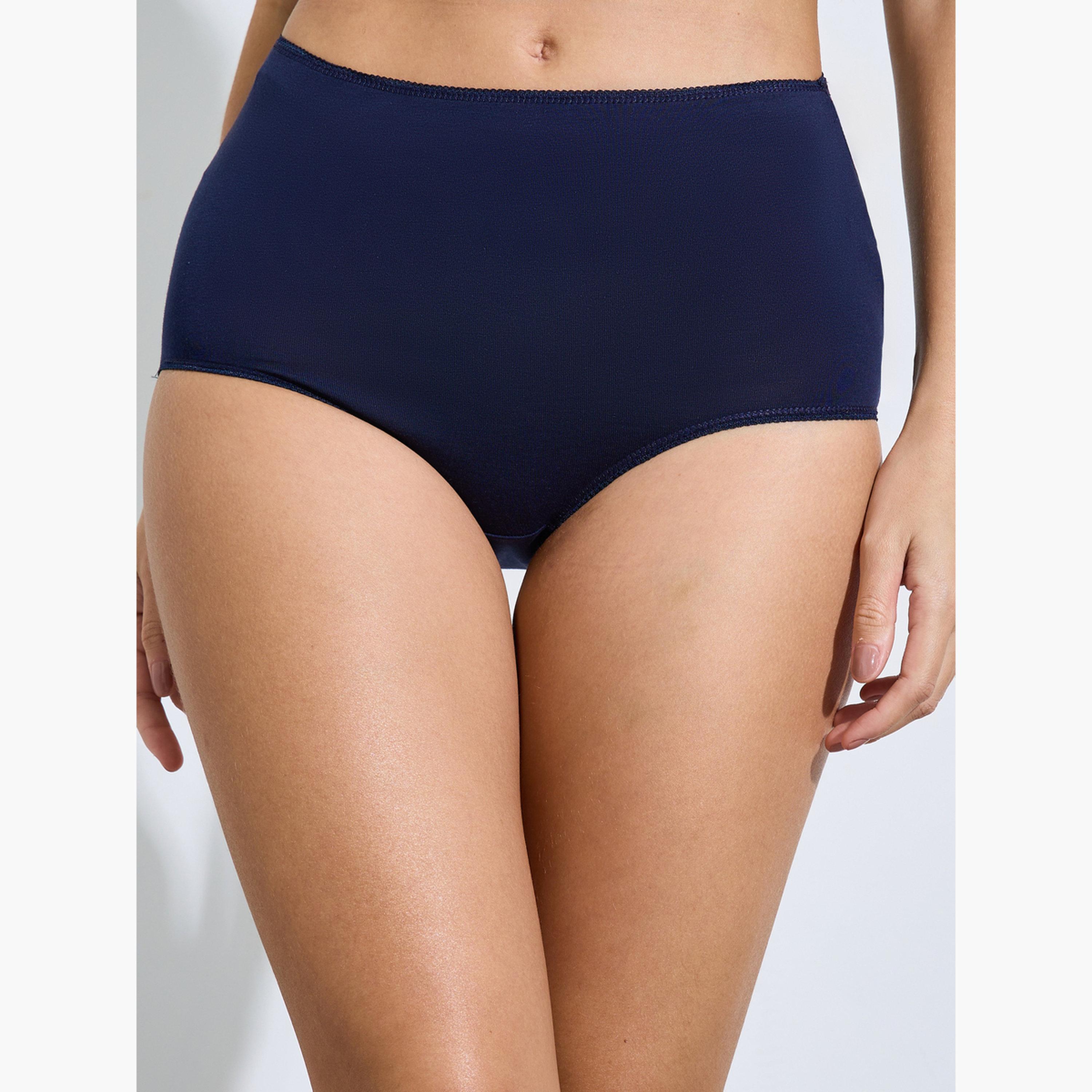 طقم من 5 سراويل داخلية سادة من مزيج القطن-women-clothing-lingerie-panties-image-6